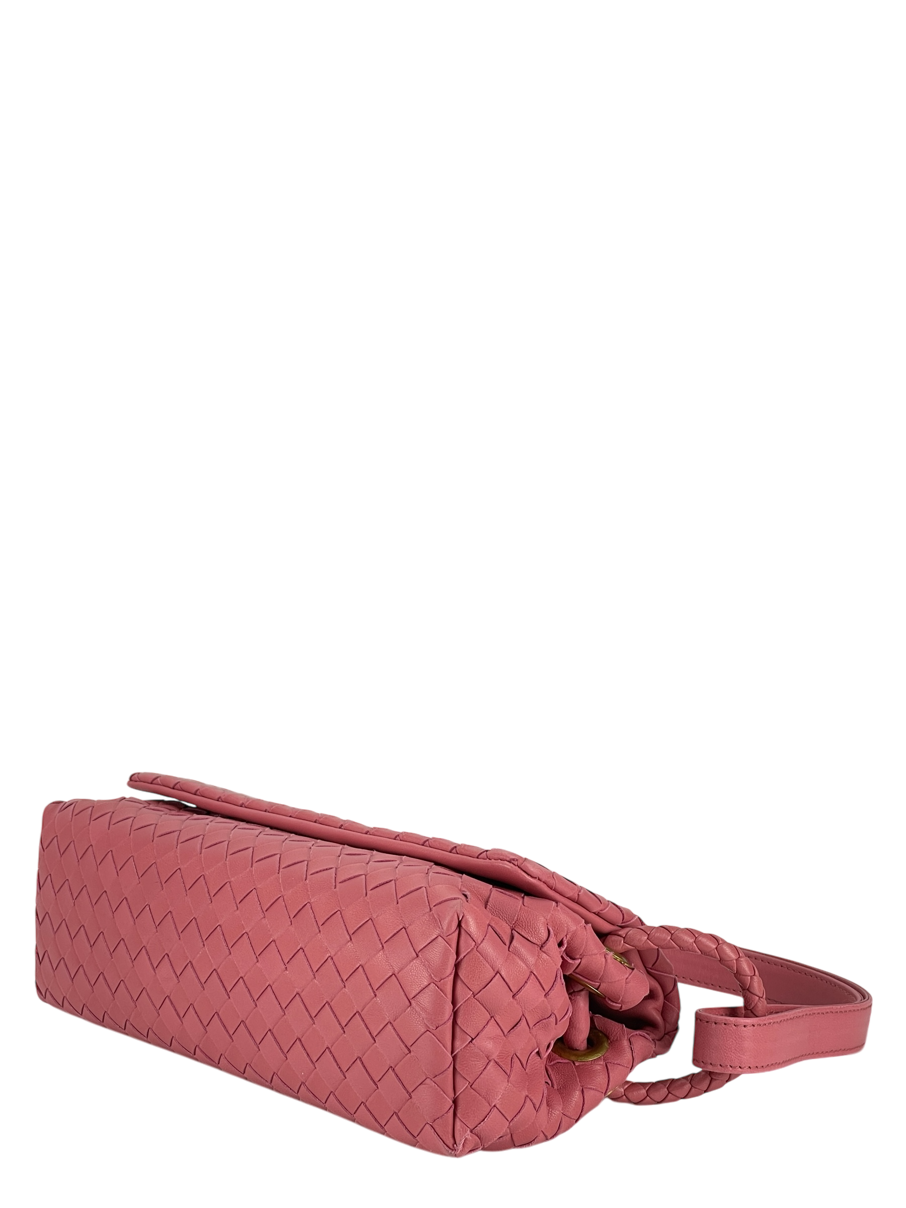 BOTTEGA VENETA - Pink Lambskin Intrecciato One Shoulder bag
