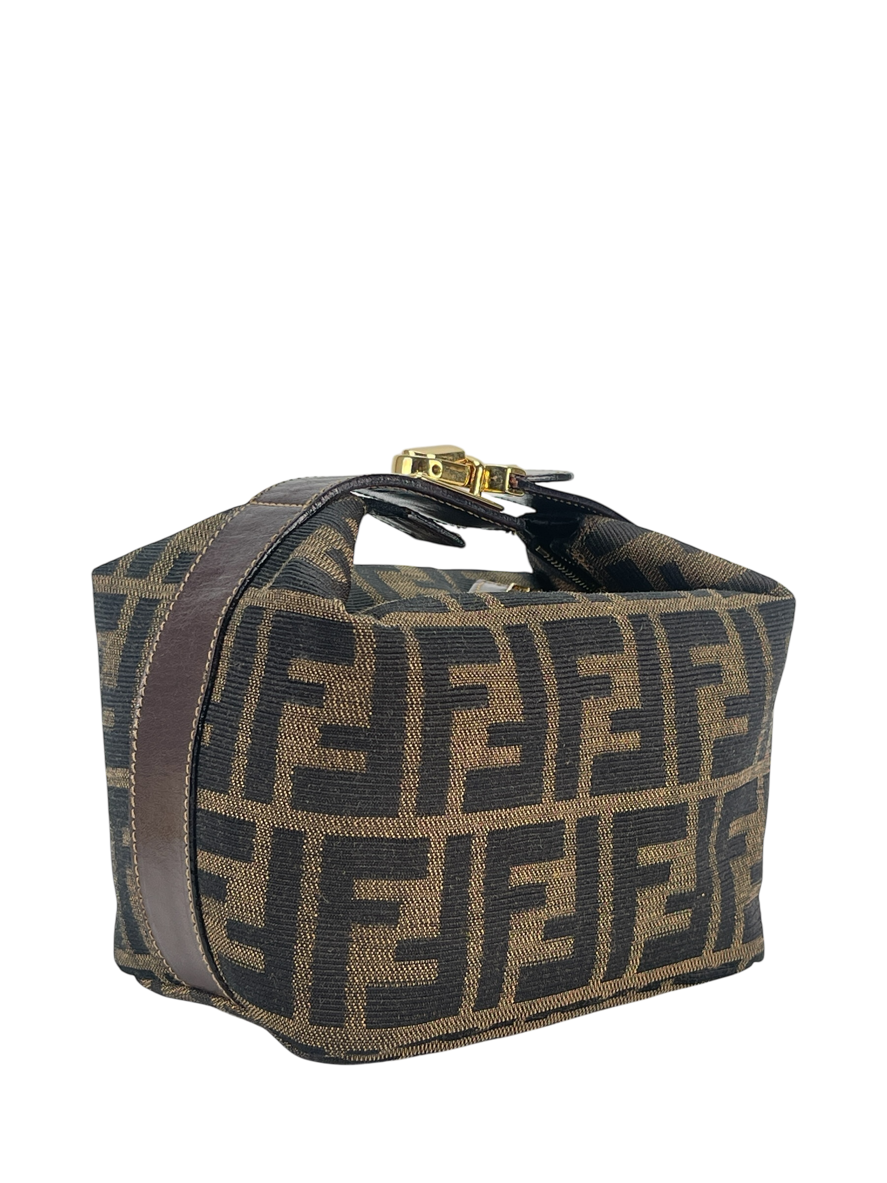 FENDI - Zucca Brown Jacquard Mini Vanity Pouch Handbag