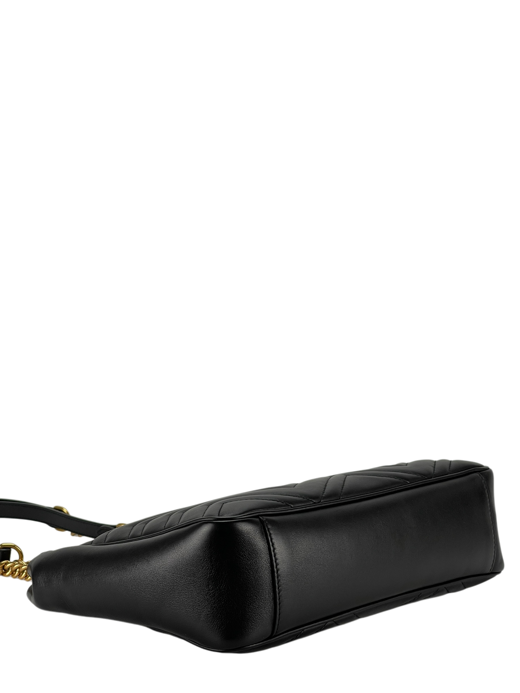 GUCCI - GG Marmont Open Top Shoulder Bag Black Matelassé