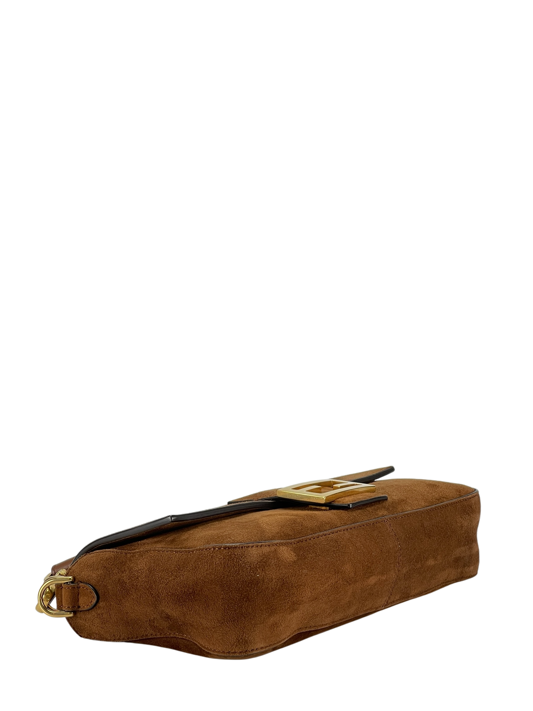 FENDI - Brown Suede Baguette Bag