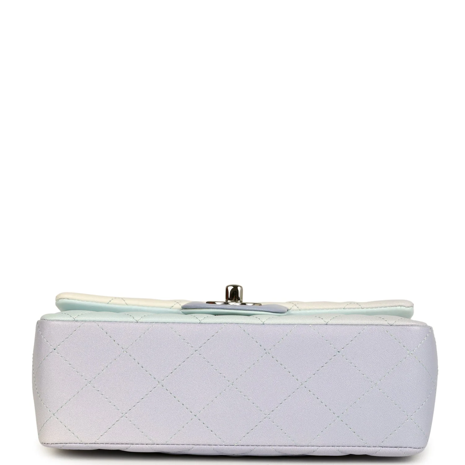 Pre-owned Chanel Mini Classic Rectangular Flap Bag Ombre Purple Iridescent Lambskin Silver Hardware