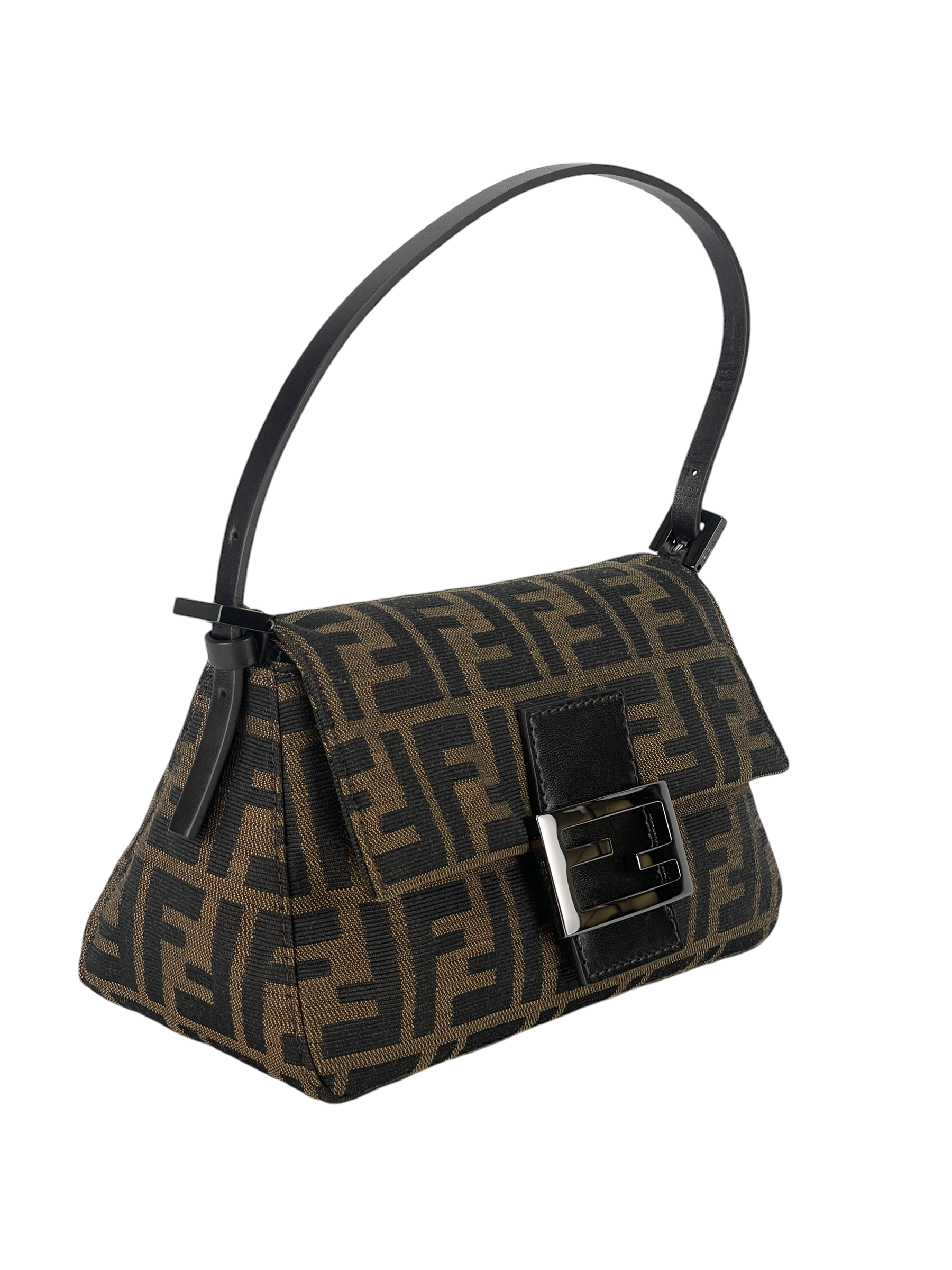 FENDI - Brown Zucca Baguette Handbag Silver Hardware