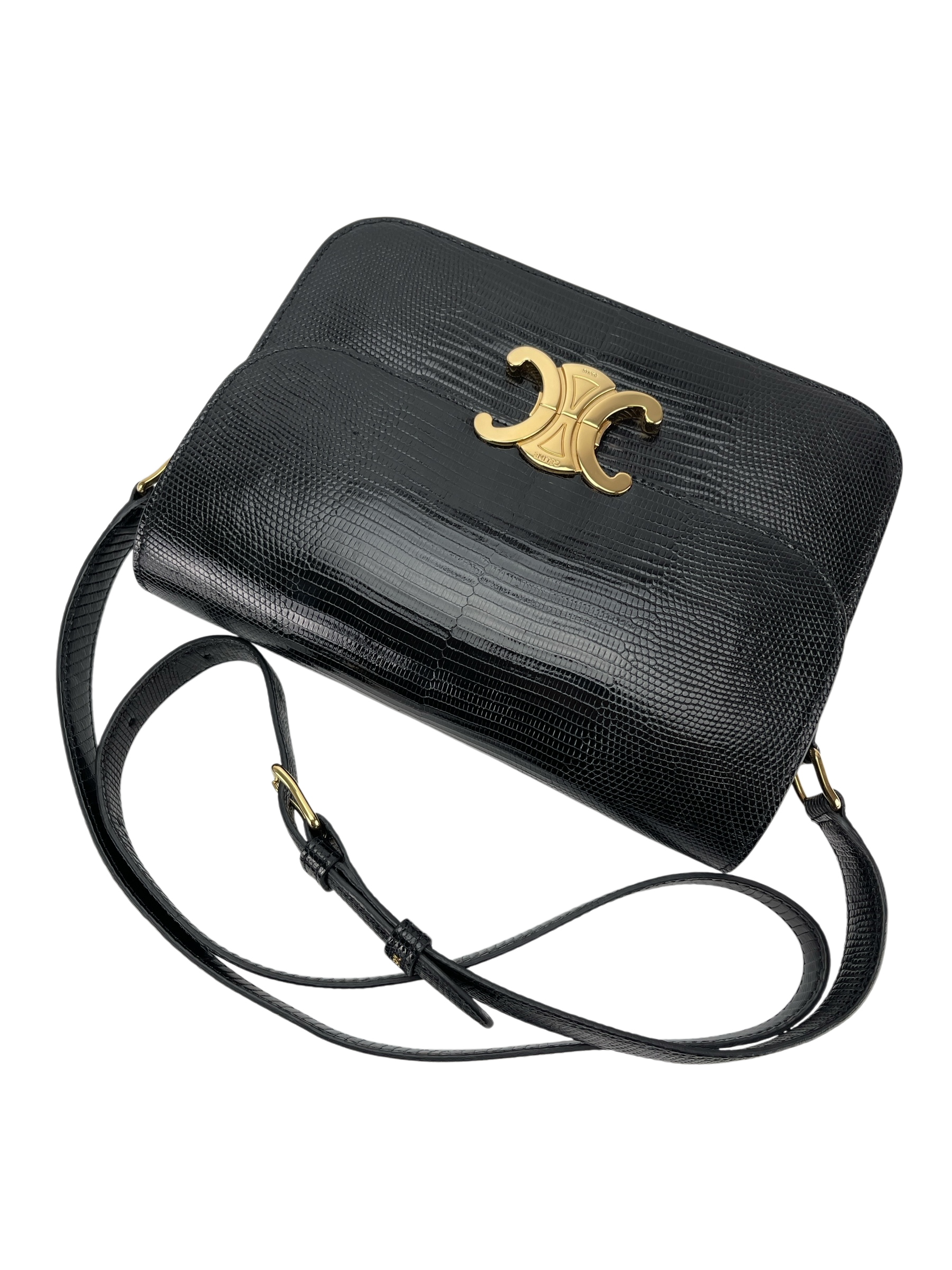 CELINE - Lizard Medium Triomphe Black