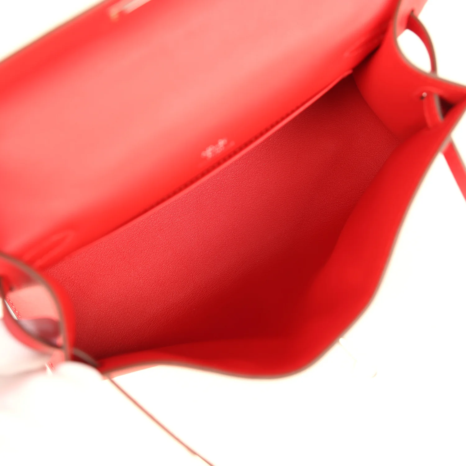 Hermes Kelly Pochette Rouge Radieux Swift Palladium Hardware