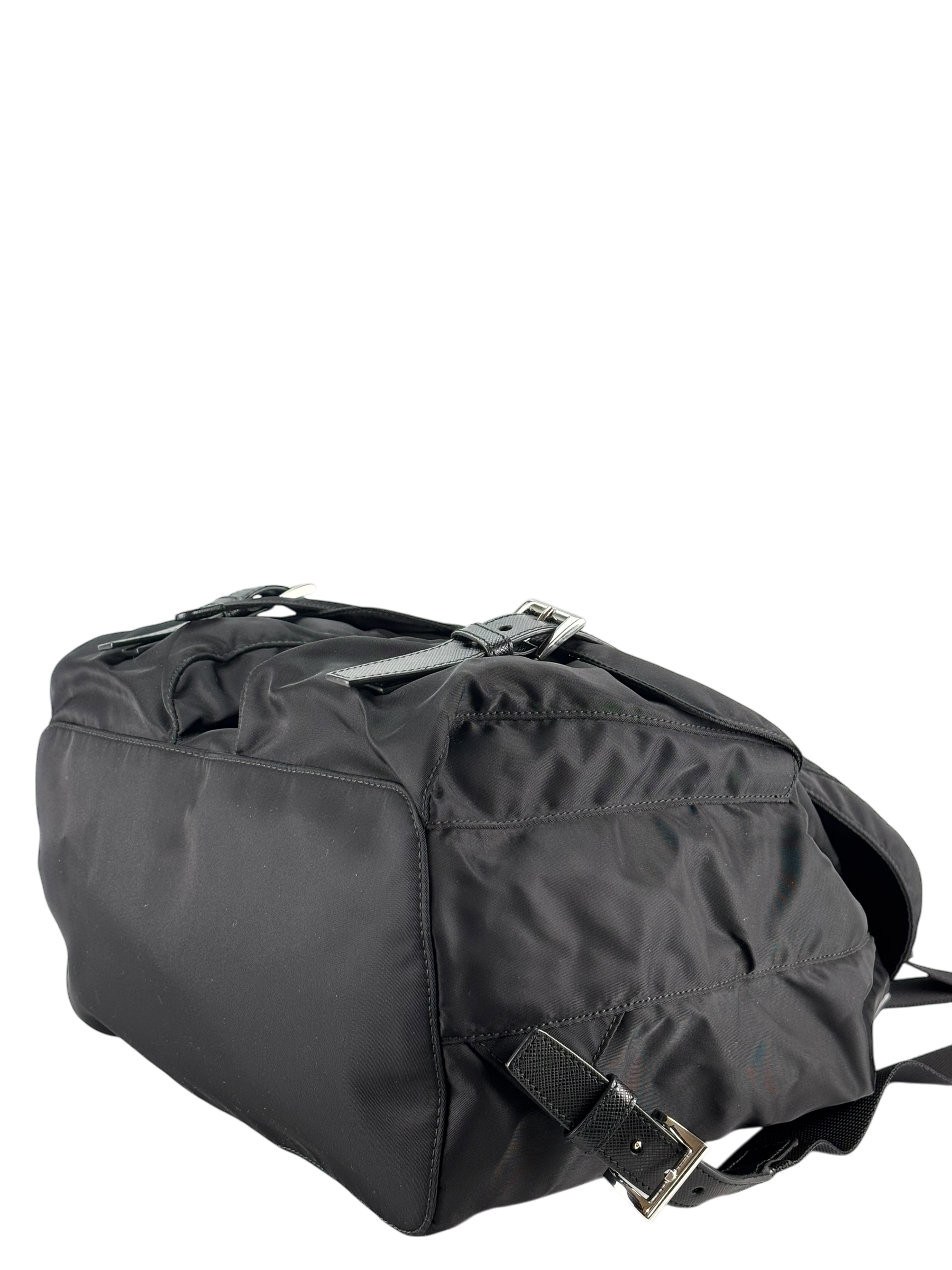 PRADA - Tessuto Nylon Soft Calfskin Medium Backpack Black