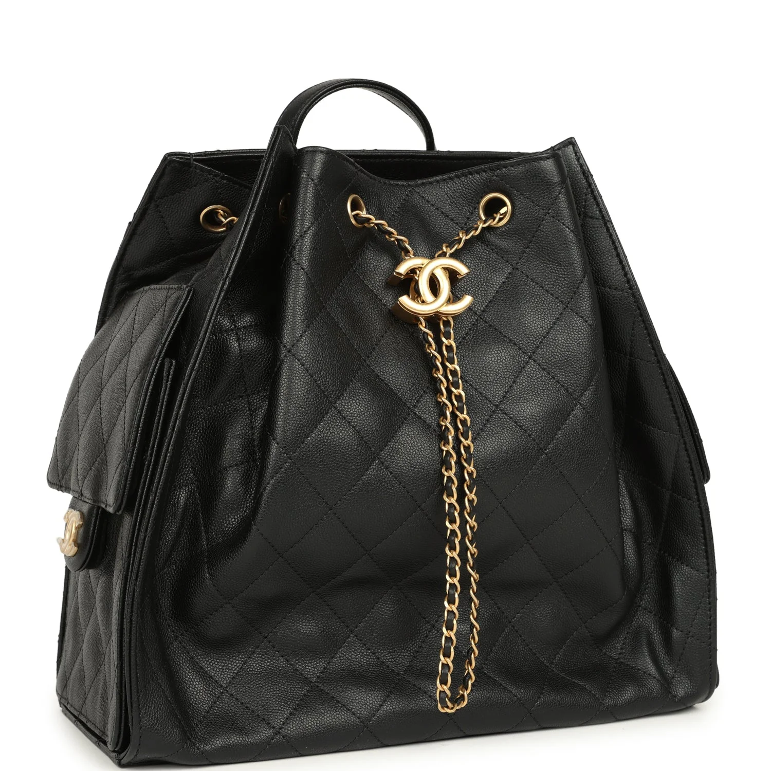 Chanel Large 25 Backpack Black Caviar Antique Gold Hardware
