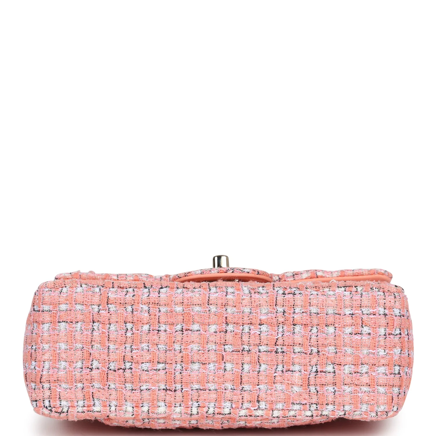 Chanel Mini Rectangular Top Handle Flap Bag Coral Tweed Light Gold Hardware