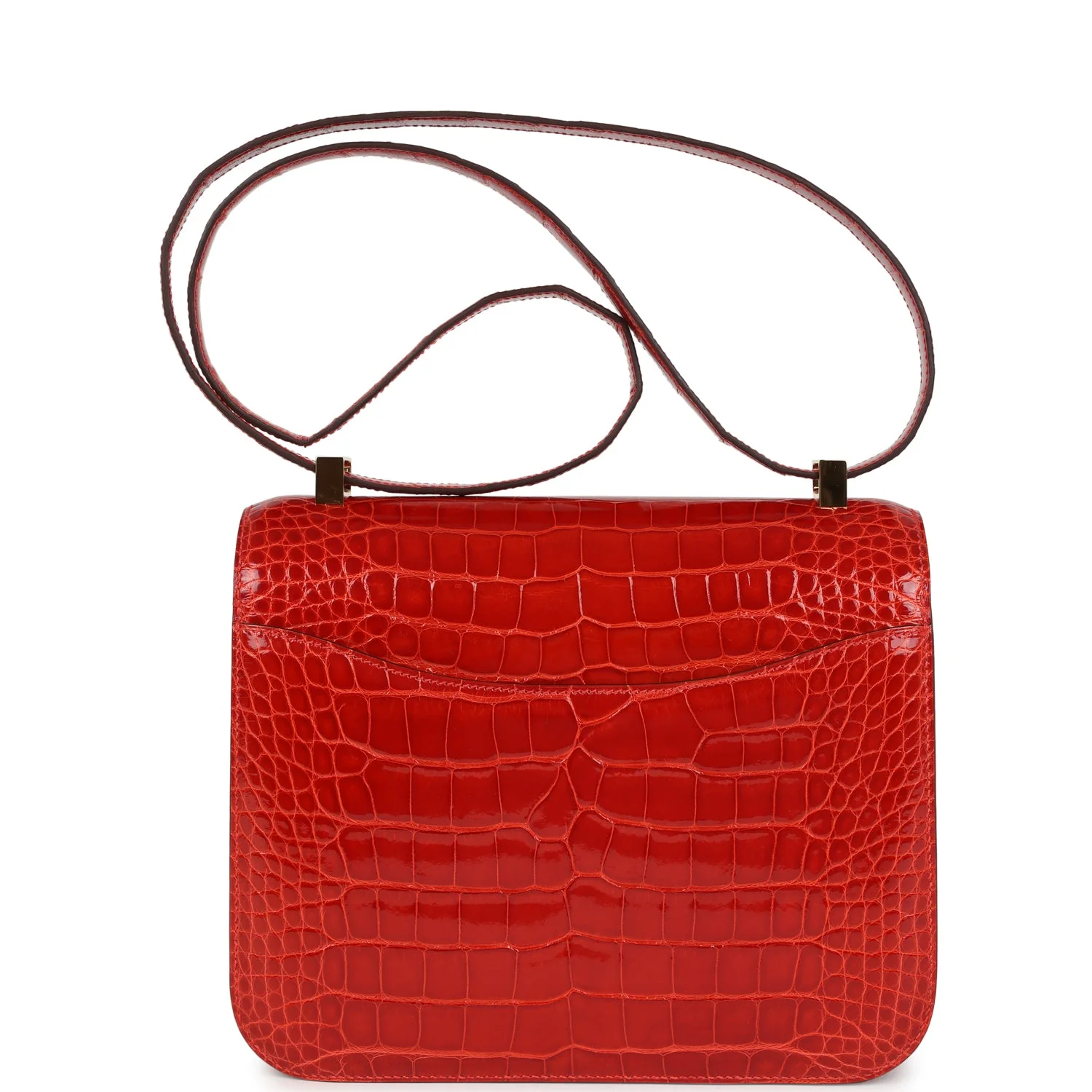 Pre-owned Hermes Constance 24 Geranium Shiny Alligator Gold Hardware