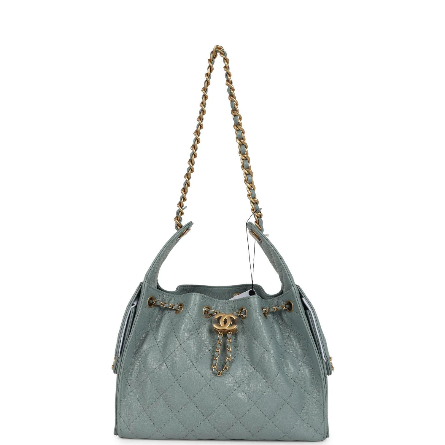 Chanel Small 25 Hobo Bag Green Caviar Antique Gold Hardware