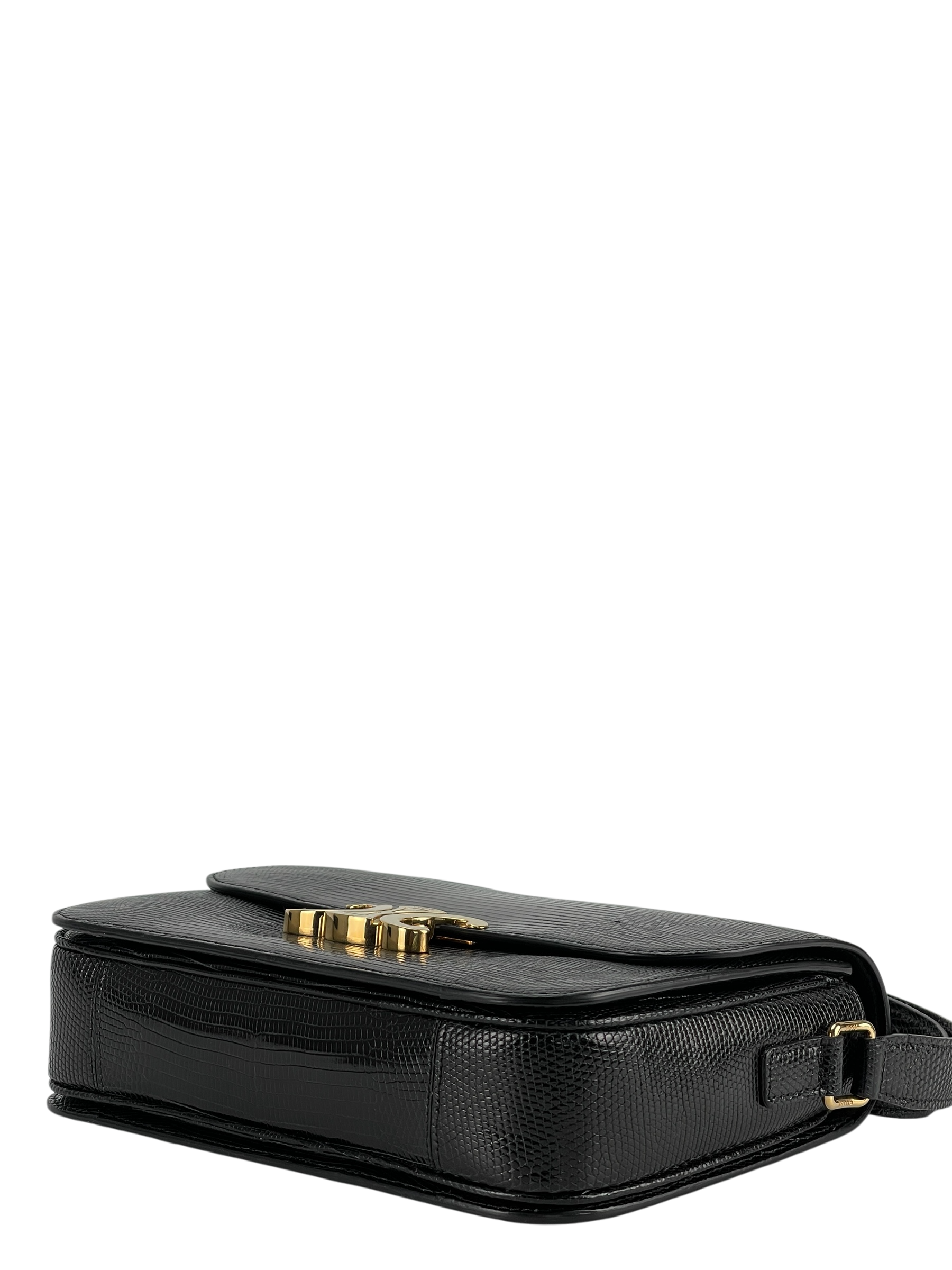 CELINE - Lizard Medium Triomphe Black