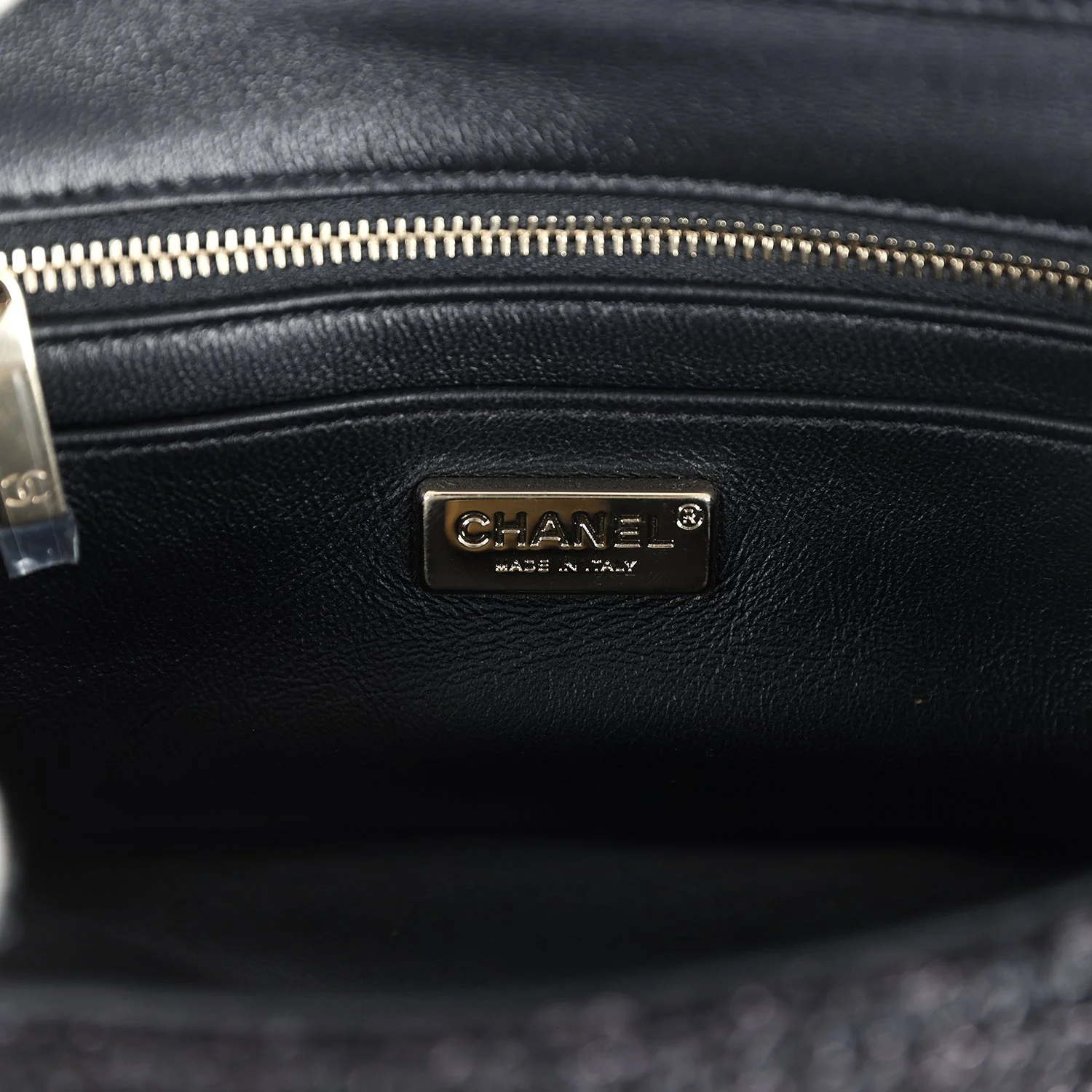 Chanel Mini Summer Nights Flap Bag Black Woven Patent Leather Light Gold Hardware