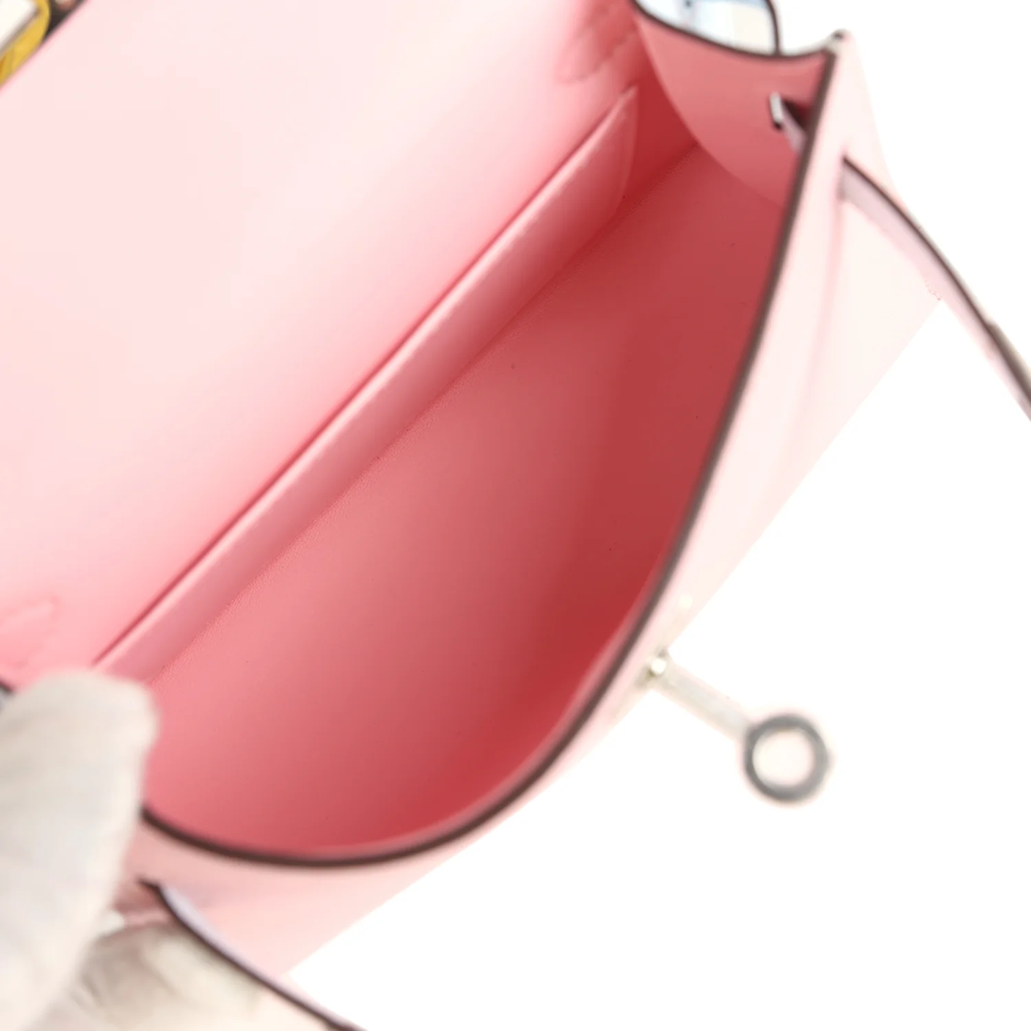 Hermes Special Order (HSS) Kelly Sellier 20 Rose Sakura and Bleu Brume Chevre Palladium Hardware