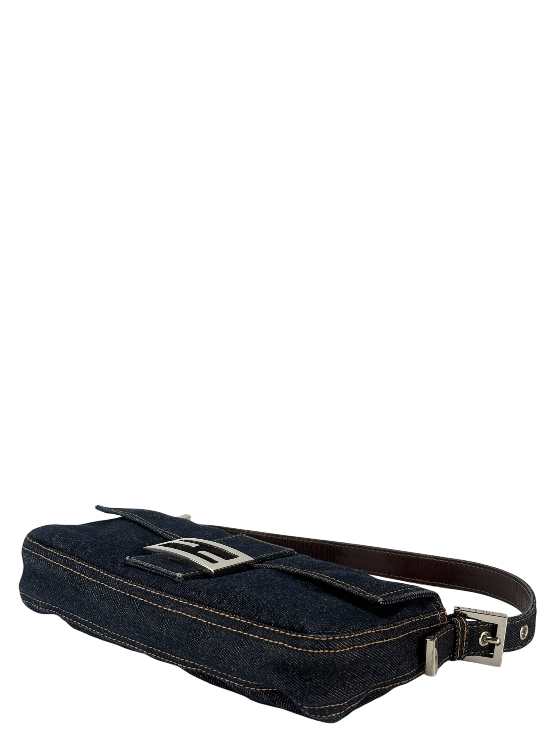 FENDI - Dark Denim Baguette Bag Silver Hardware