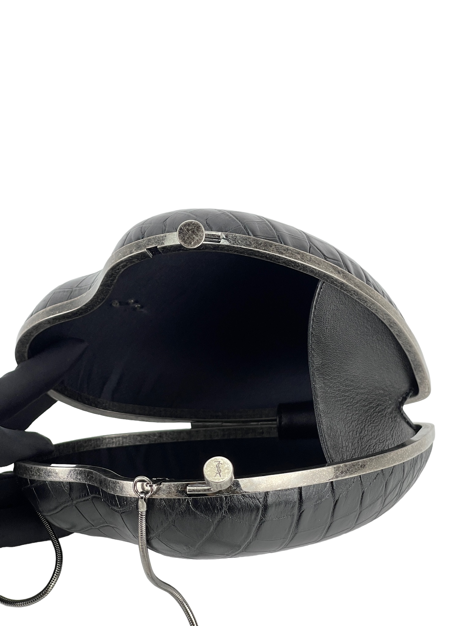 SAINT LAURENT - Crocodile Embossed Clutch Love Box Bag