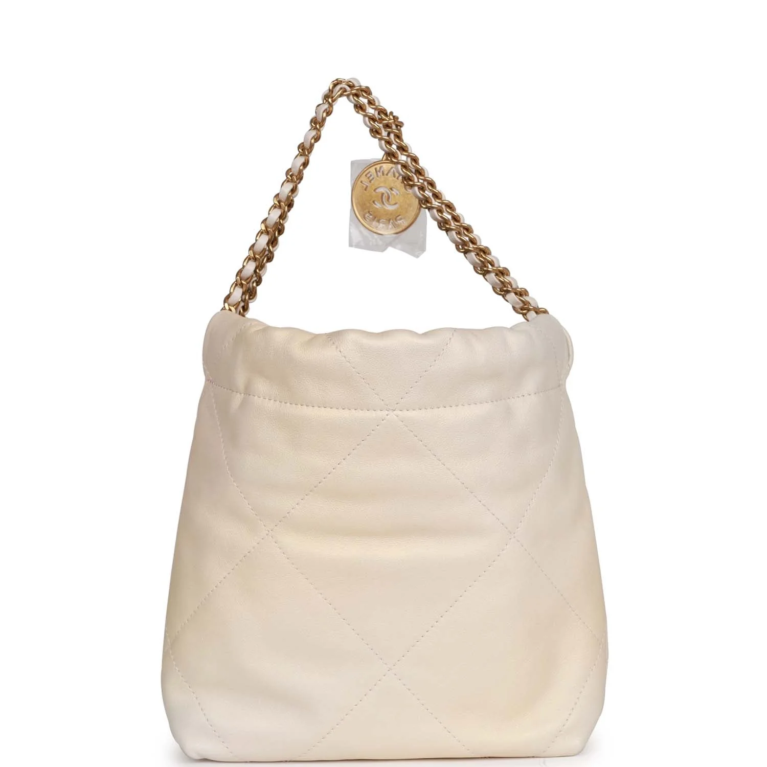 Chanel Mini 22 Bag Champagne Iridescent Calfskin Gold Hardware