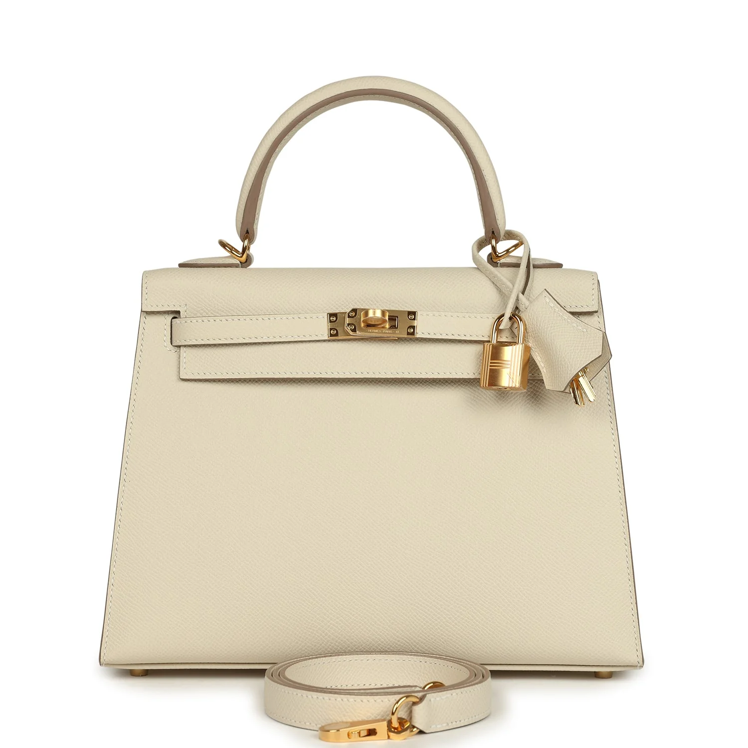 Hermes Kelly Sellier 25 Craie Epsom Gold Hardware