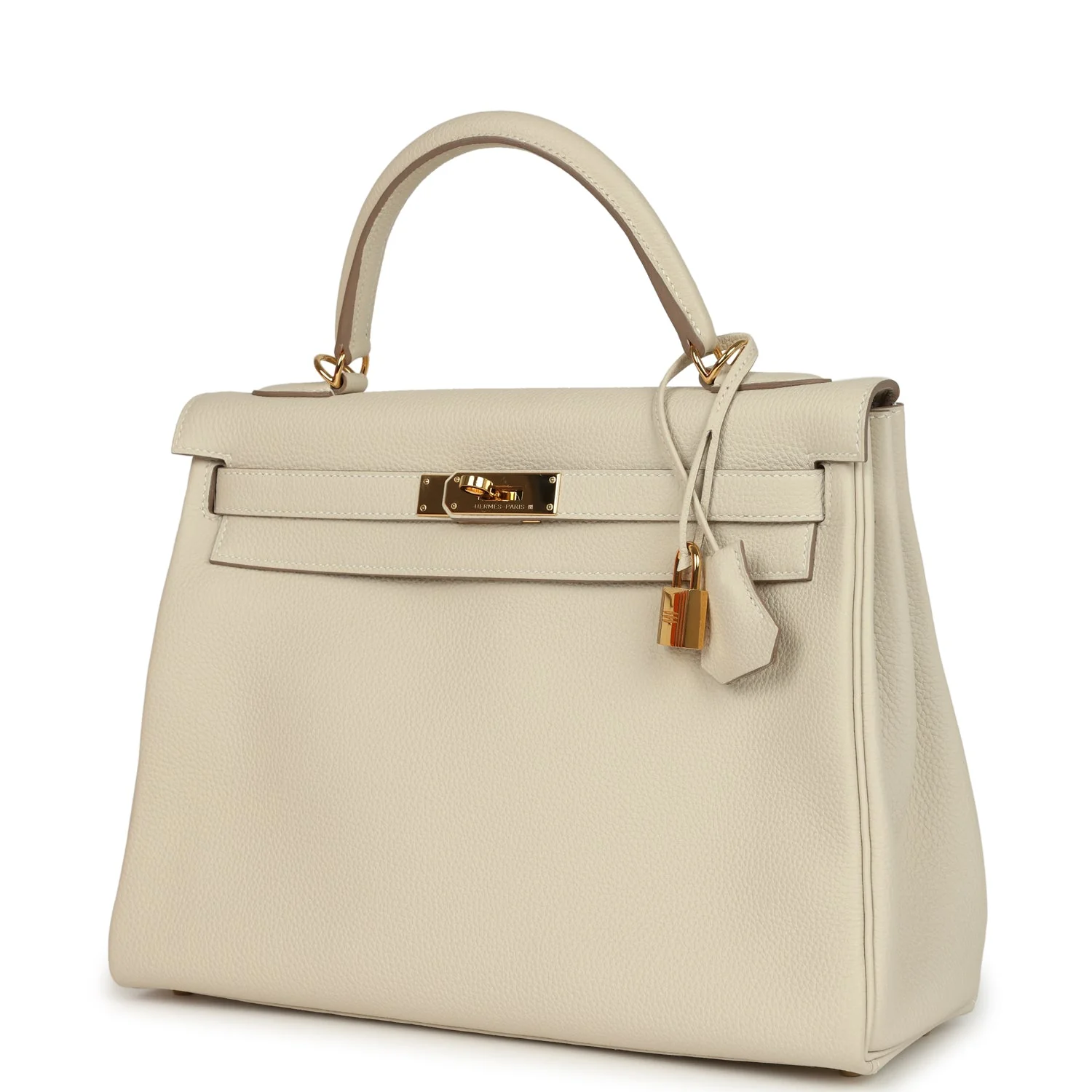 Pre-owned Hermes Kelly Retourne 32 Craie Togo Gold Hardware