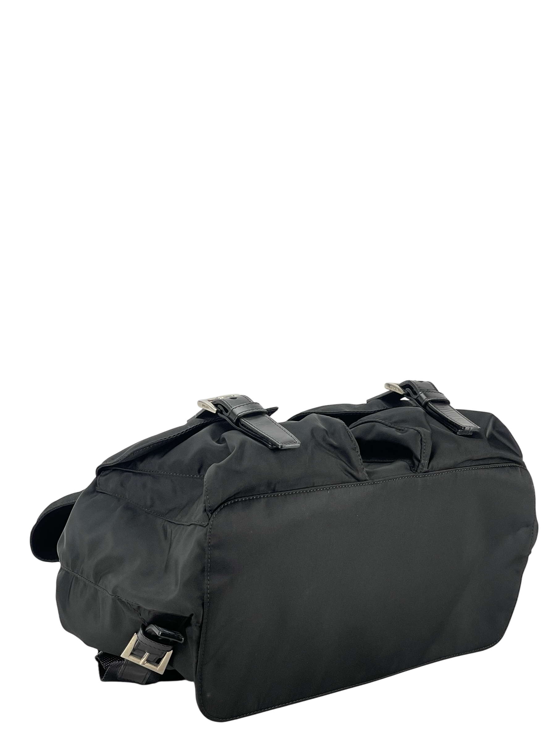 PRADA - Medium Tessuto Nylon Calfskin Backpack Black