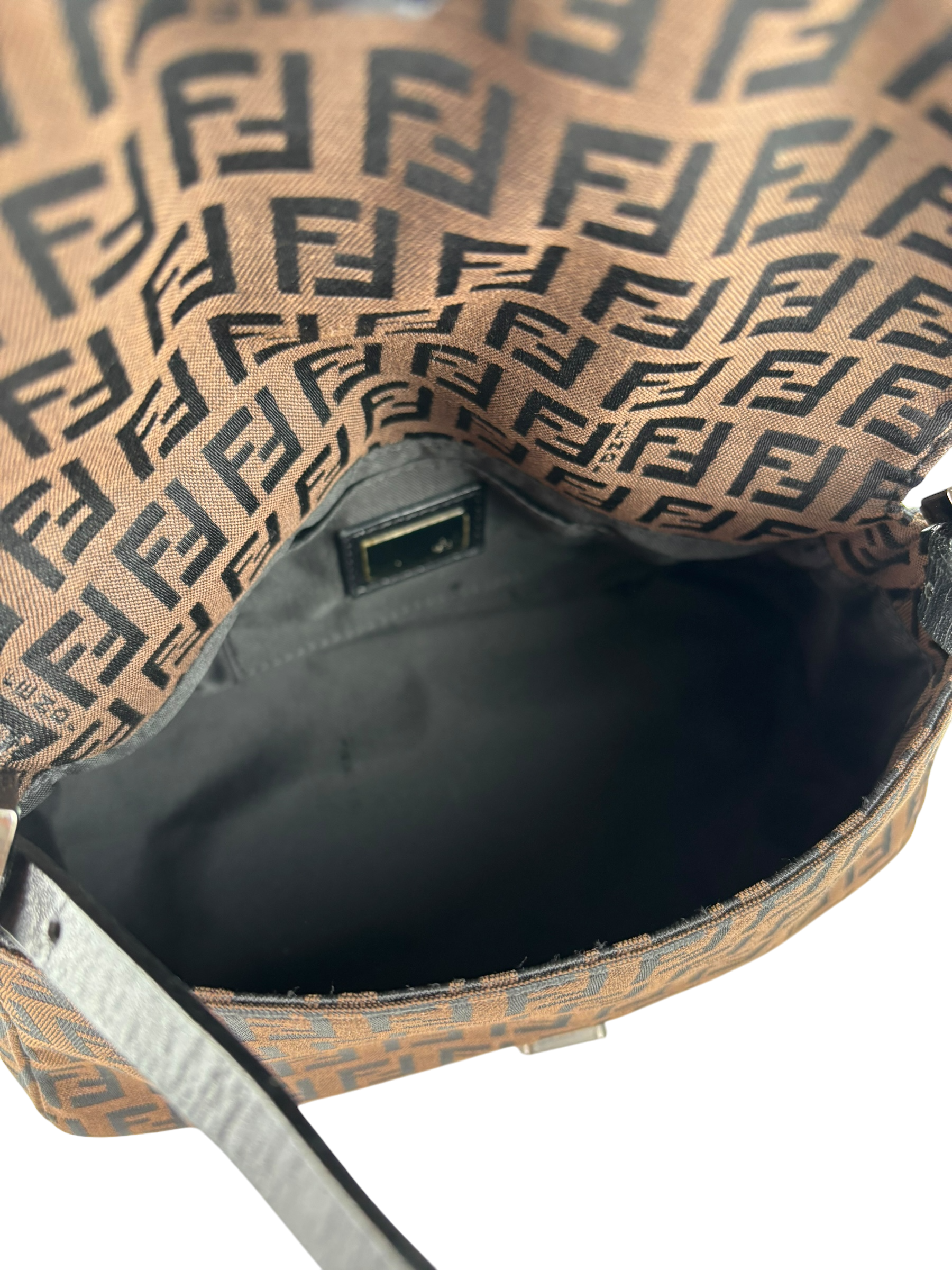 FENDI - Brown Zucca Canvas Leather Shoulder Bag