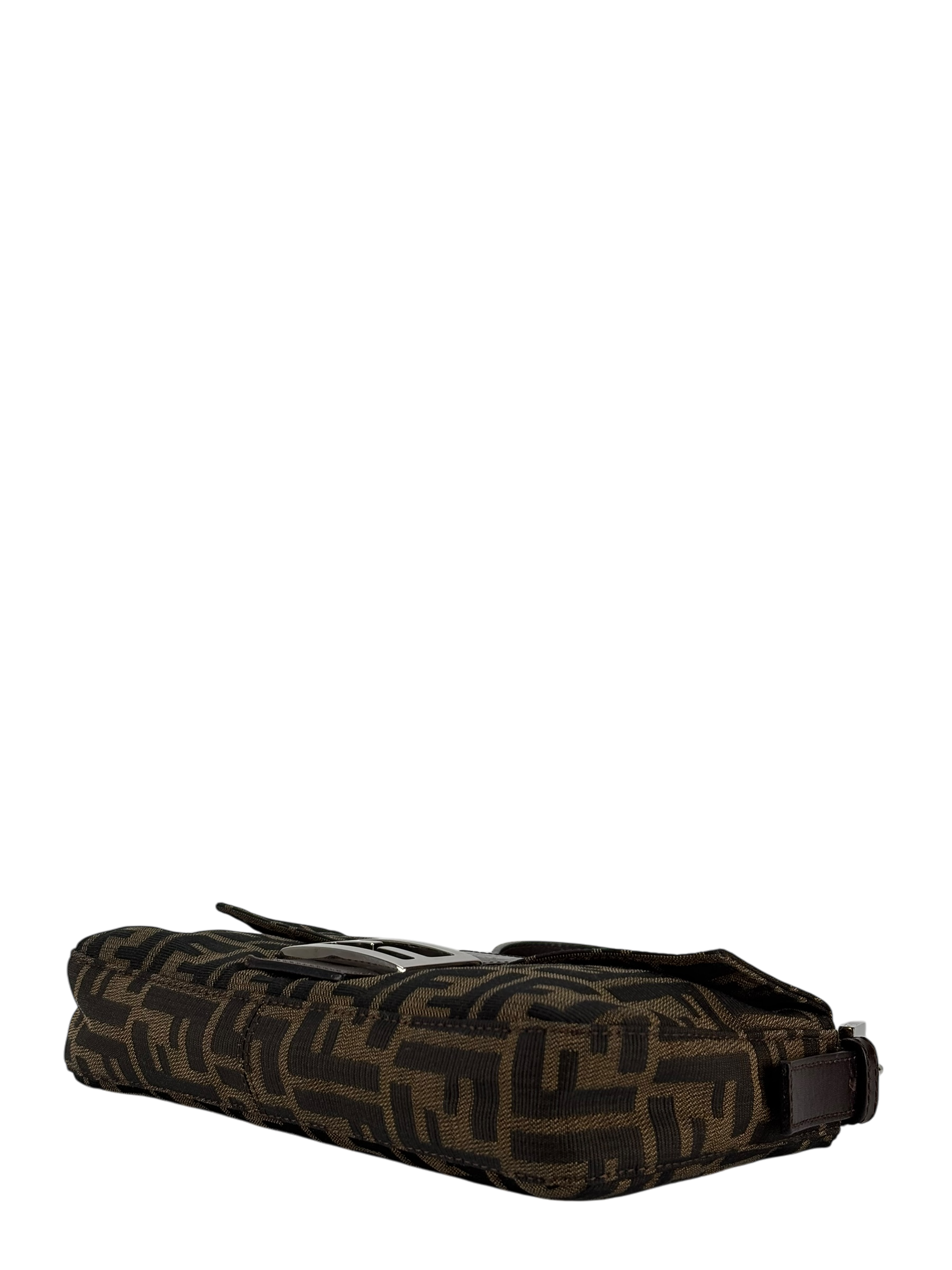 FENDI - Brown Canvas Zucca Baguette Hand Bag