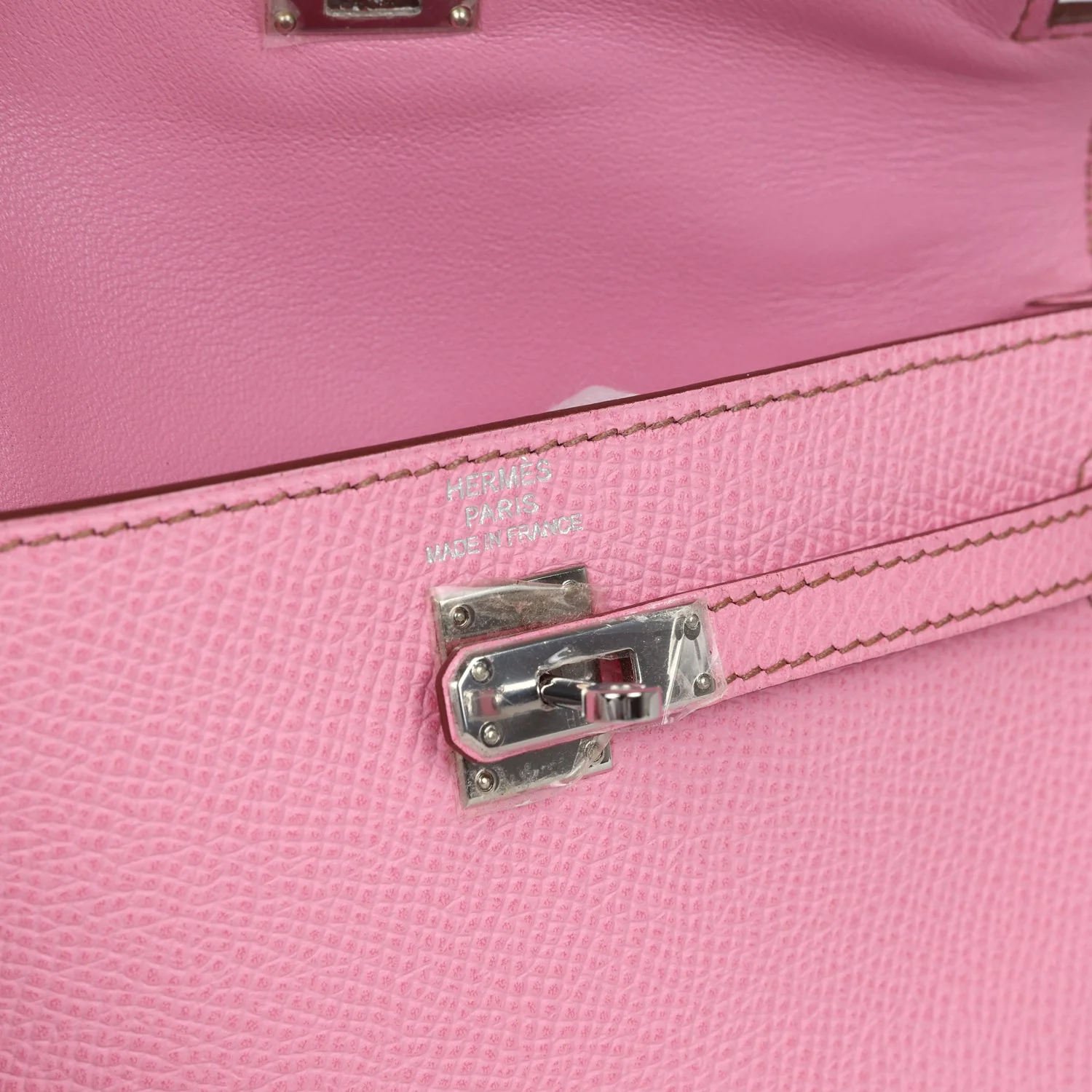Pre-owned Hermes Micro Kelly 15 Bubblegum Epsom Palladium Hardware