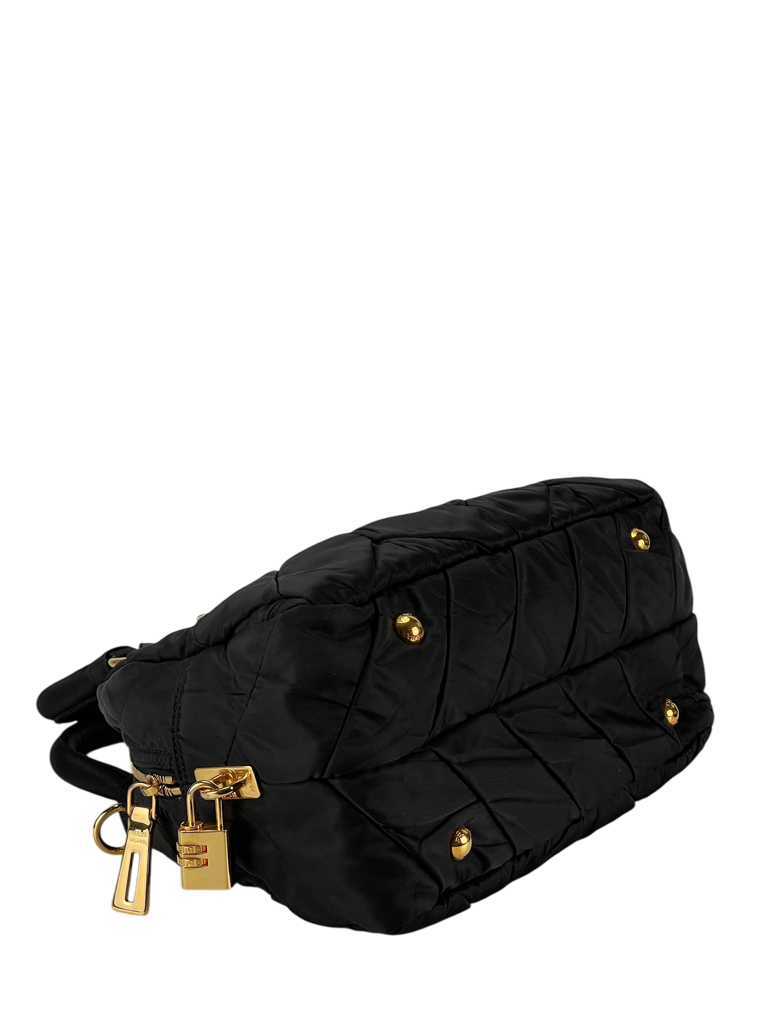 PRADA - Black Tessuto Nylon Quiltin Bauletto Bag