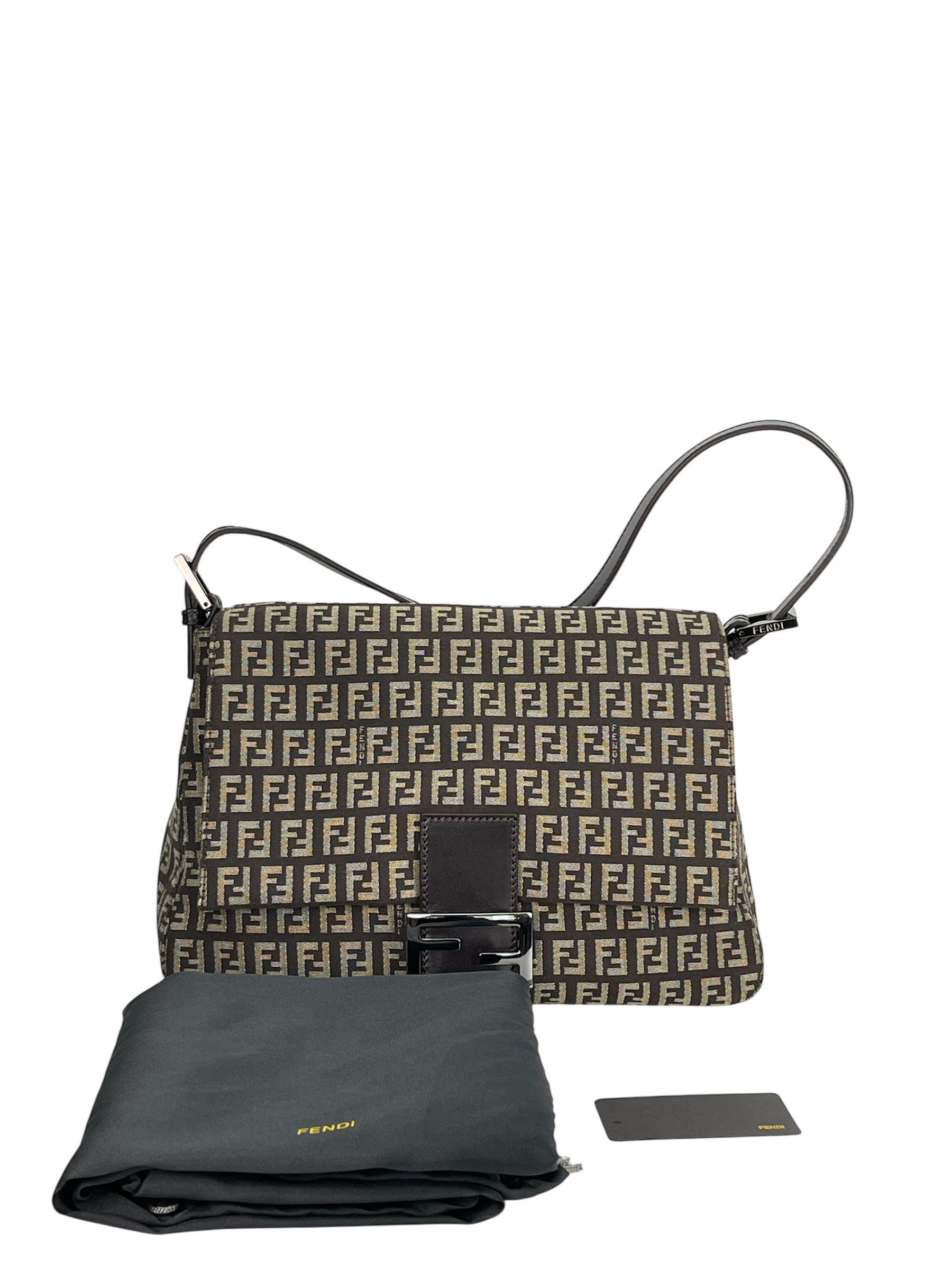 FENDI - Brown Zucca Mamma Baguette Handbag Gold Hardware