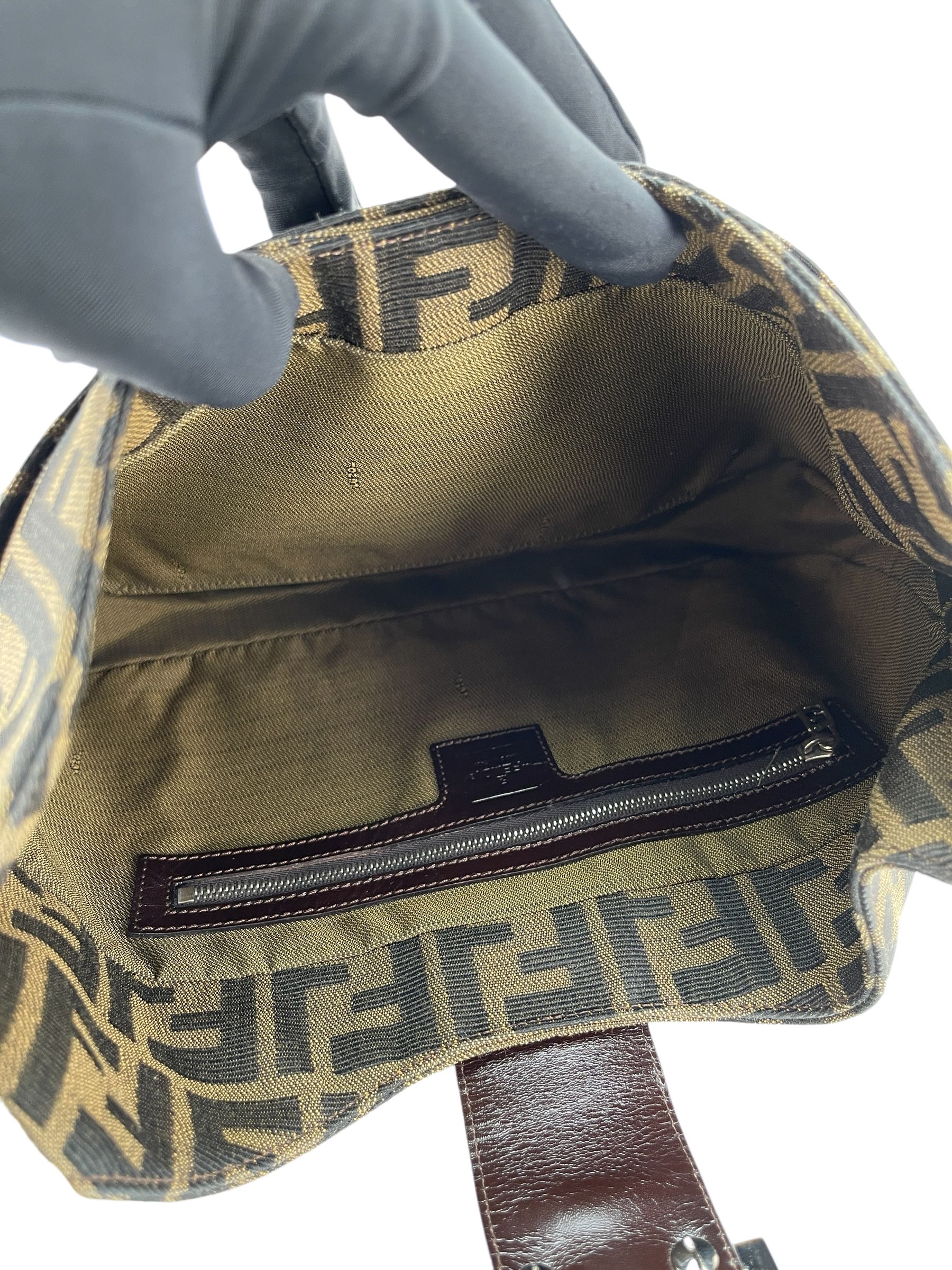 FENDI - Brown Canvas Zucca Shoulder Bag