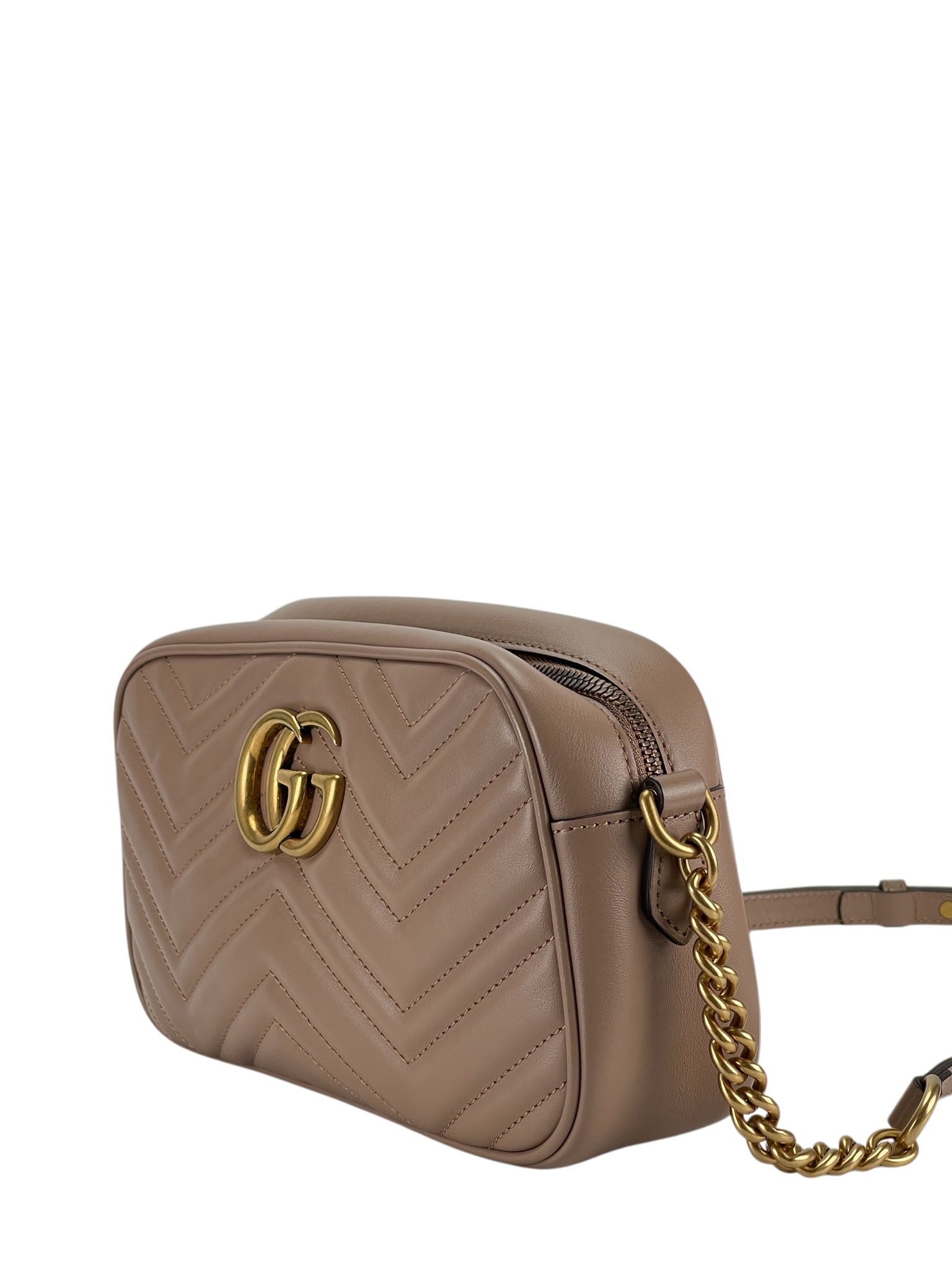 GUCCI - Beige GG Marmont Small Matelasse Camera Bag