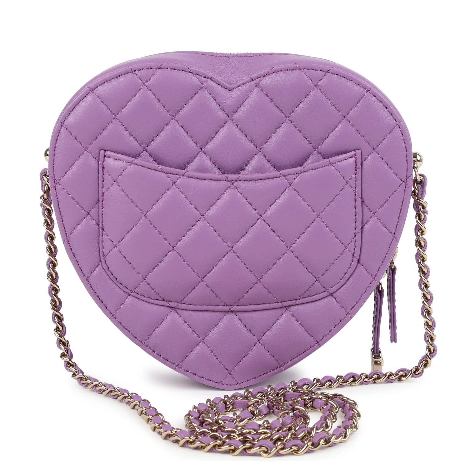 Chanel CC In Love Large Heart Bag with Chain Purple Lambskin Light Gold Hardware