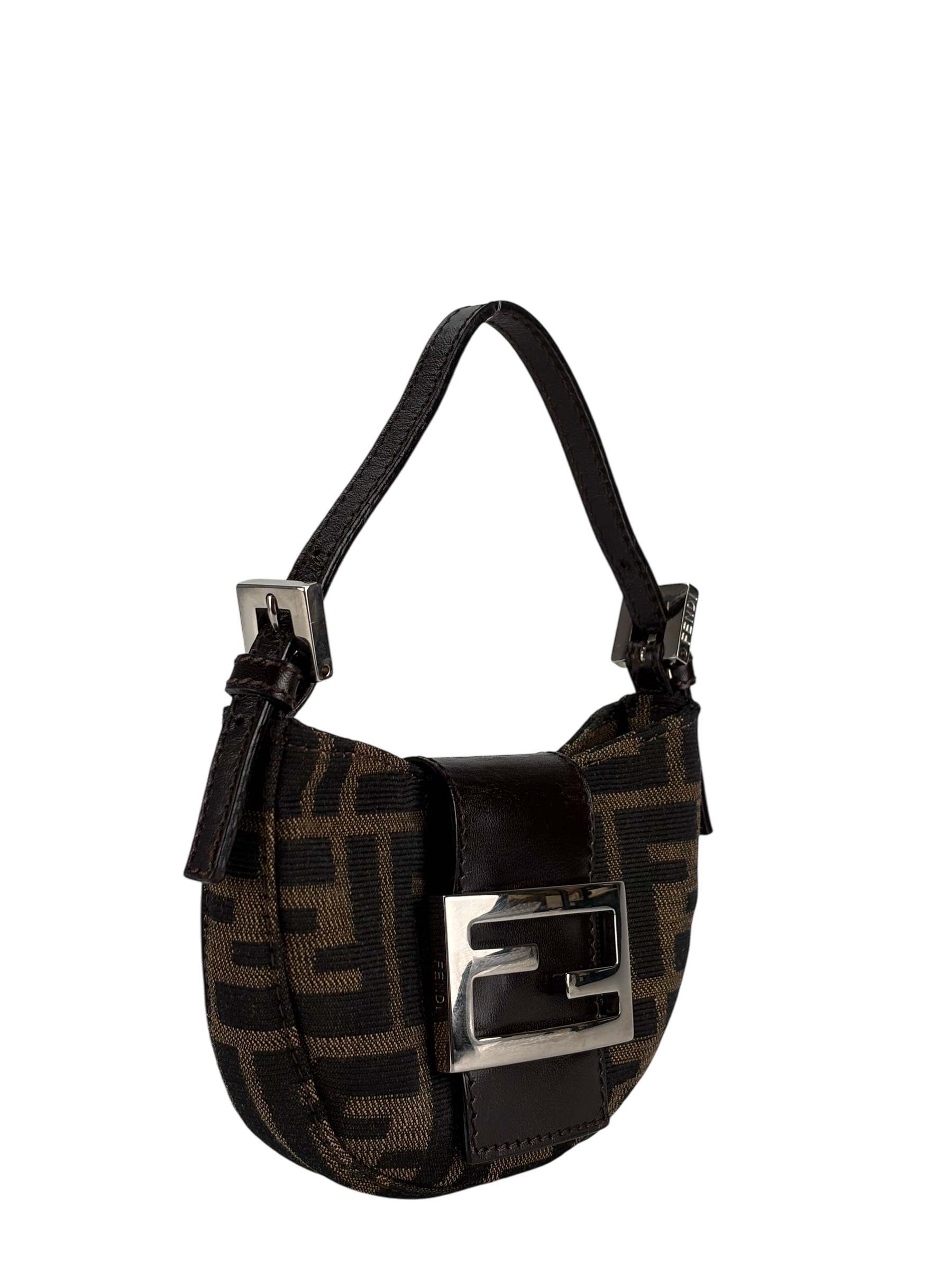 FENDI - Zucca Canvas Mini Croissant Handbag Black Brown