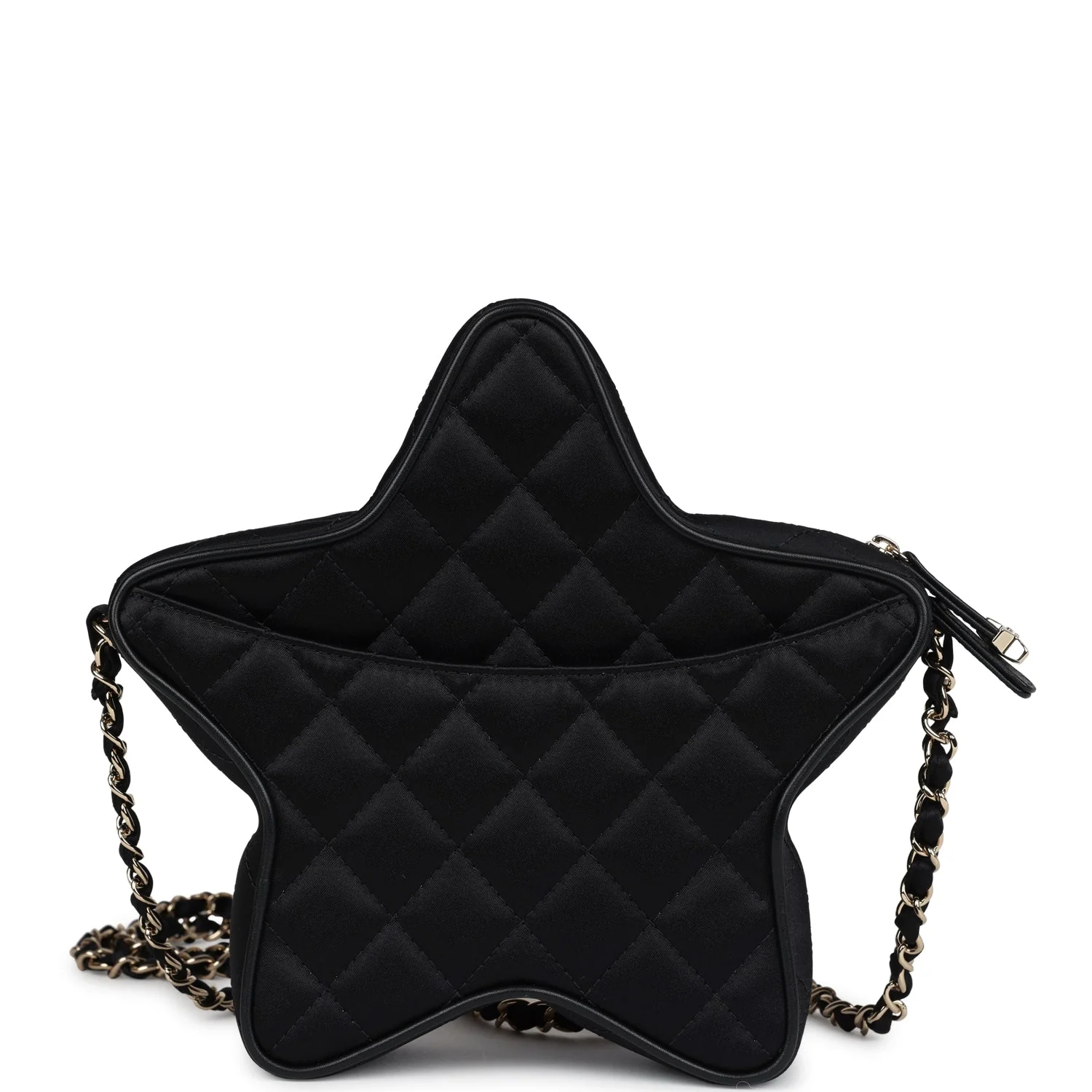 Chanel Star Bag Black Satin Light Gold Hardware