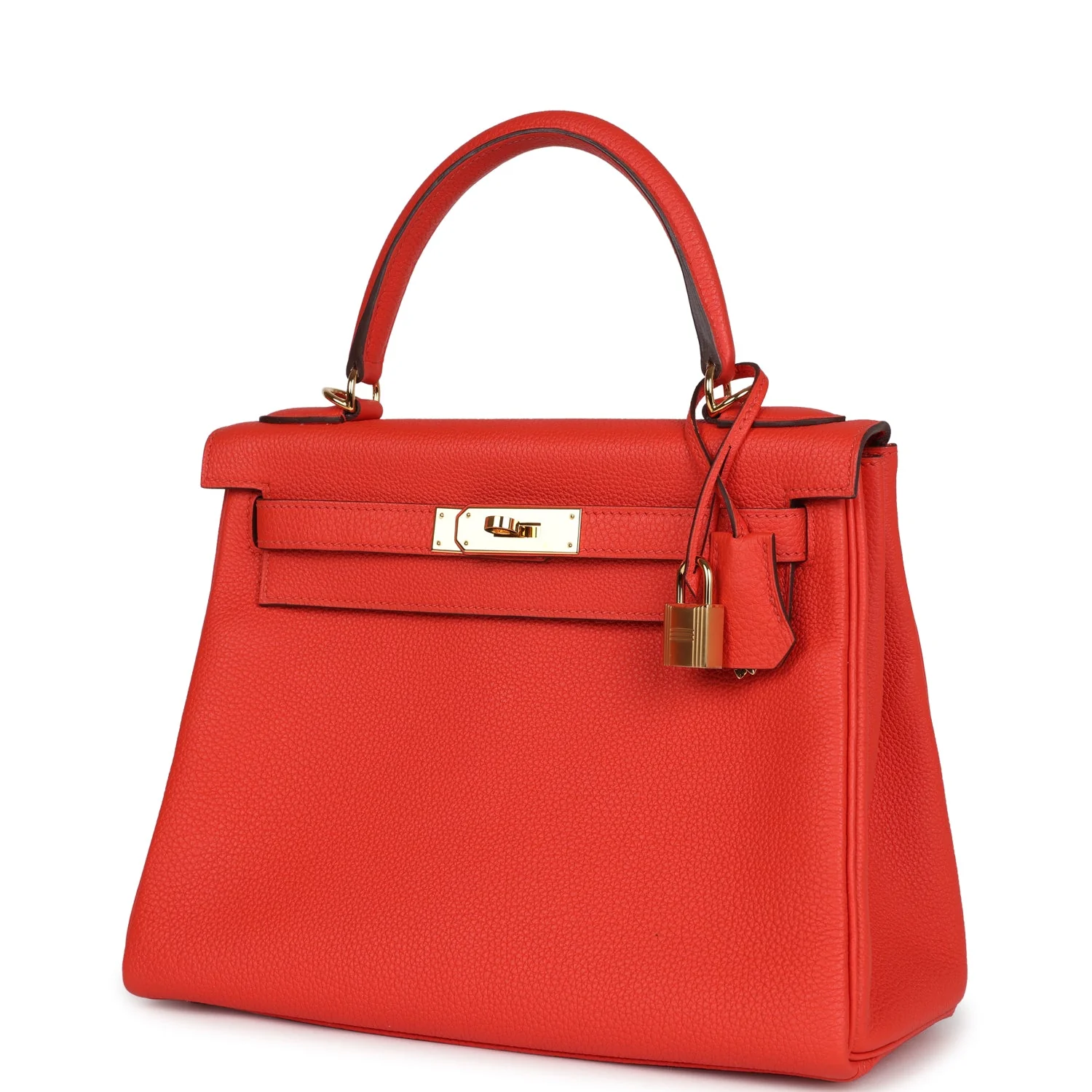 Pre-owned Hermes Kelly Retourne 28 Capucine Togo Gold Hardware