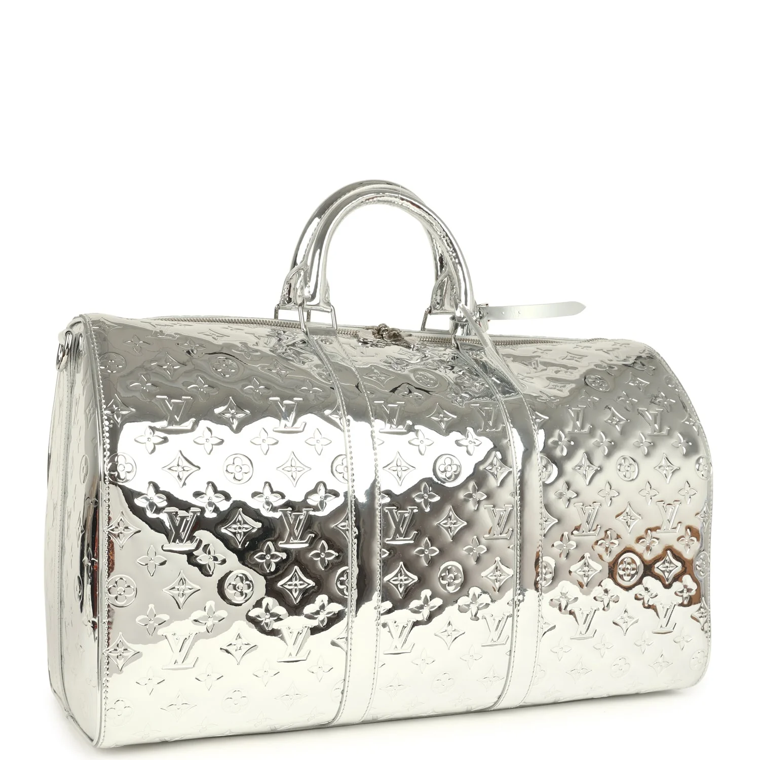 Louis Vuitton Keepall Bandouliere 50 Silver Monogram Miroir Silver Hardware