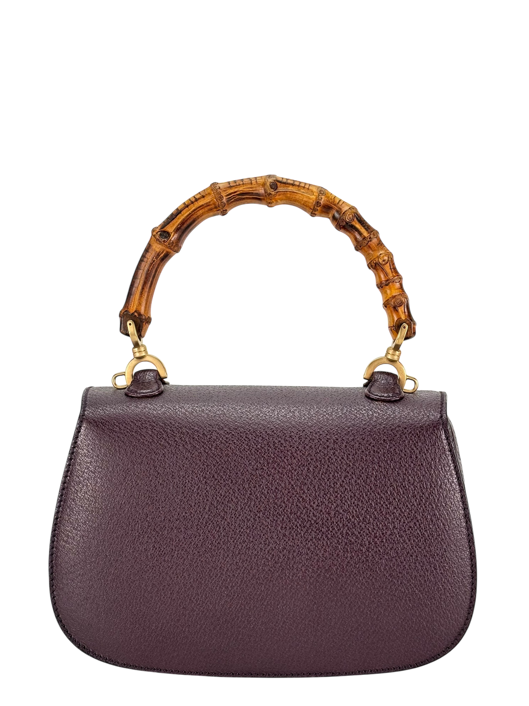 GUCCI - Purple Calfskin Bamboo Hand Bag