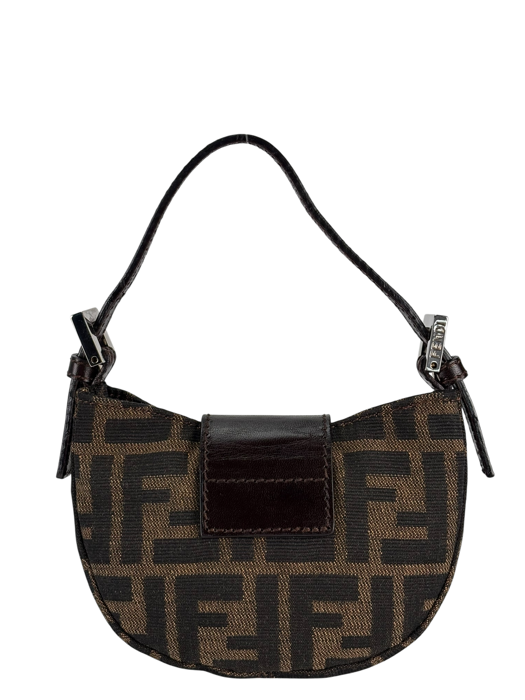 FENDI - Zucca Canvas Mini Croissant Handbag Black Brown