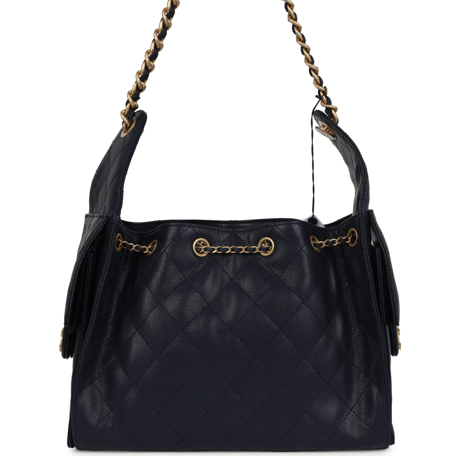Chanel Small 25 Hobo Bag Dark Navy Caviar Antique Gold Hardware