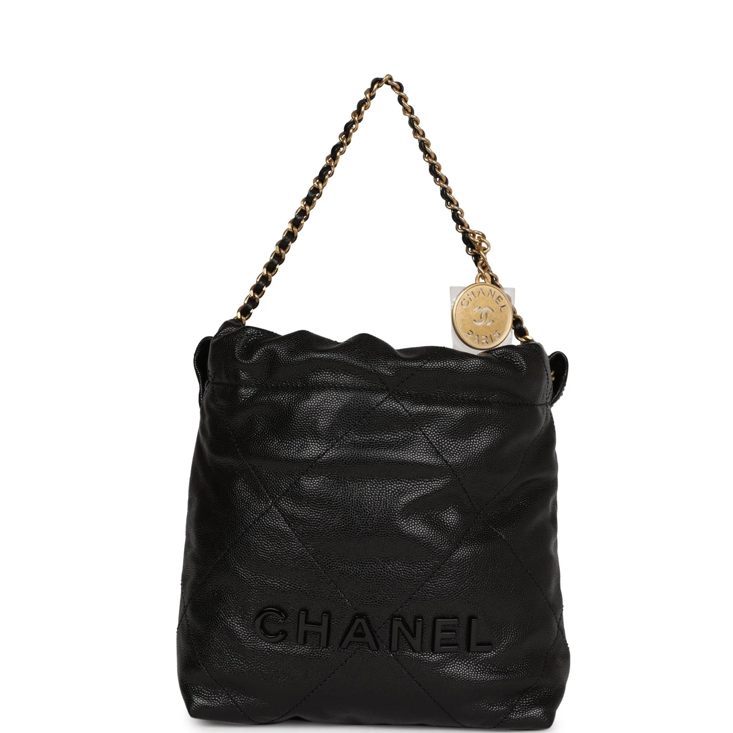 Chanel Mini 22 Bag Black Grained Calfskin Gold Hardware