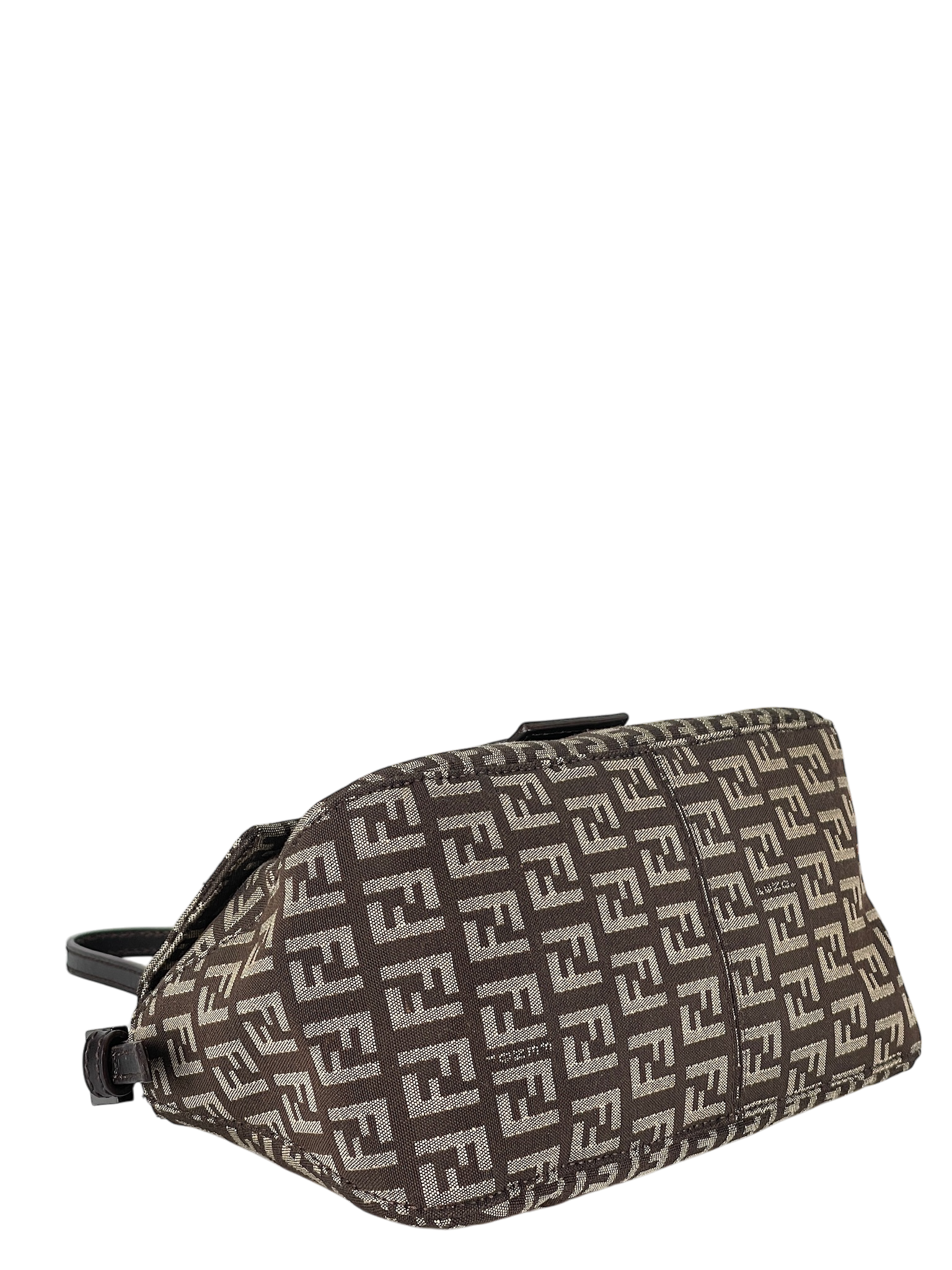 FENDI - Beige Zucca Baguette Handbag Sliver Hardware