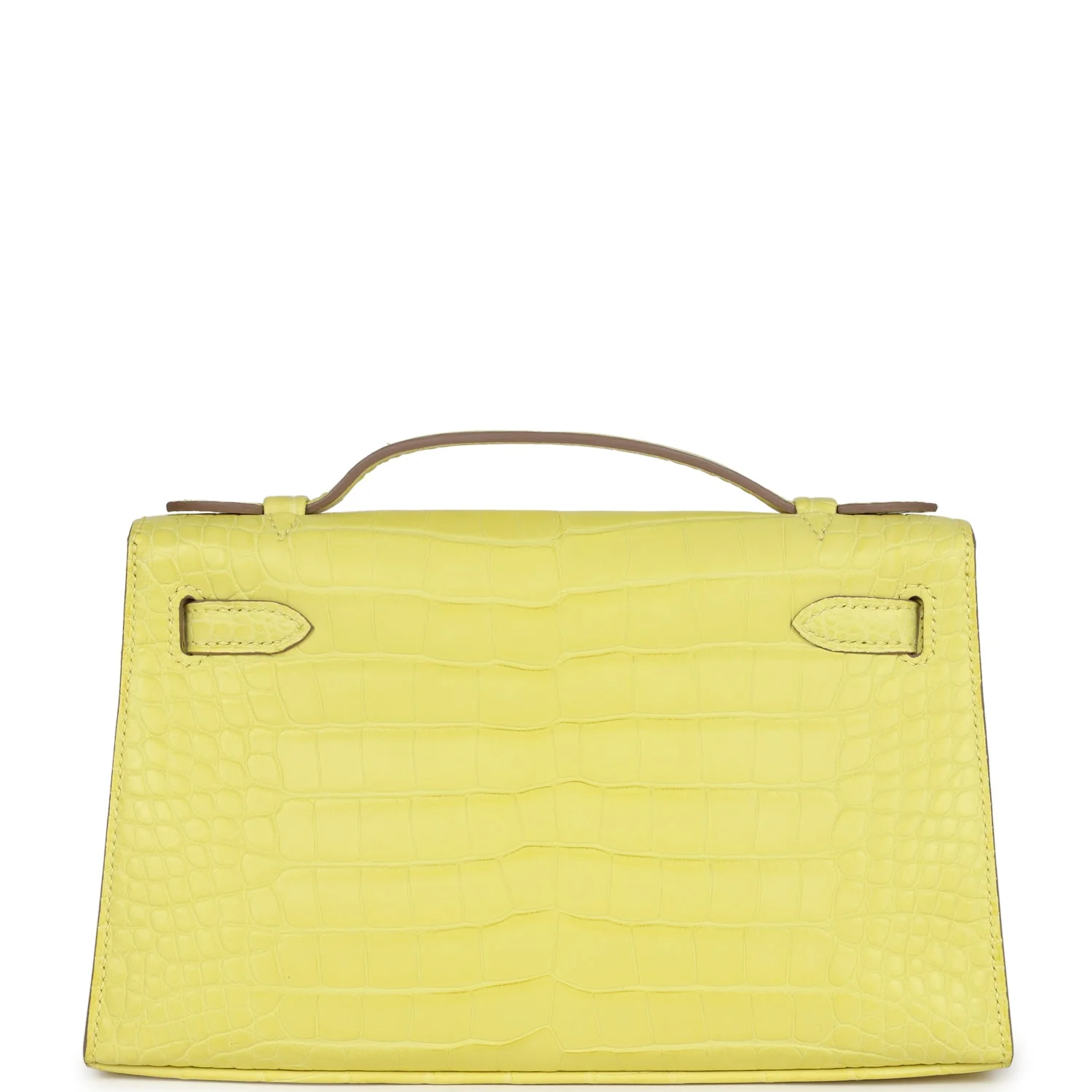 Hermes Kelly Pochette Lime Matte Alligator Palladium Hardware