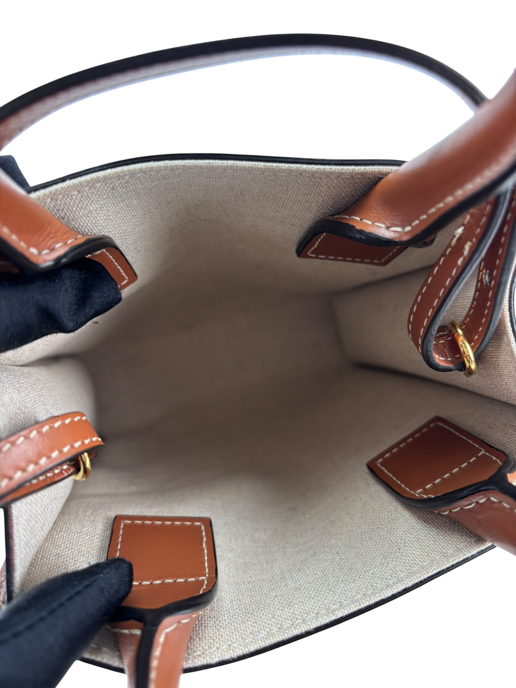 CELINE - Mini Natural Brown Sulky Print Canvas Shoulder Bag