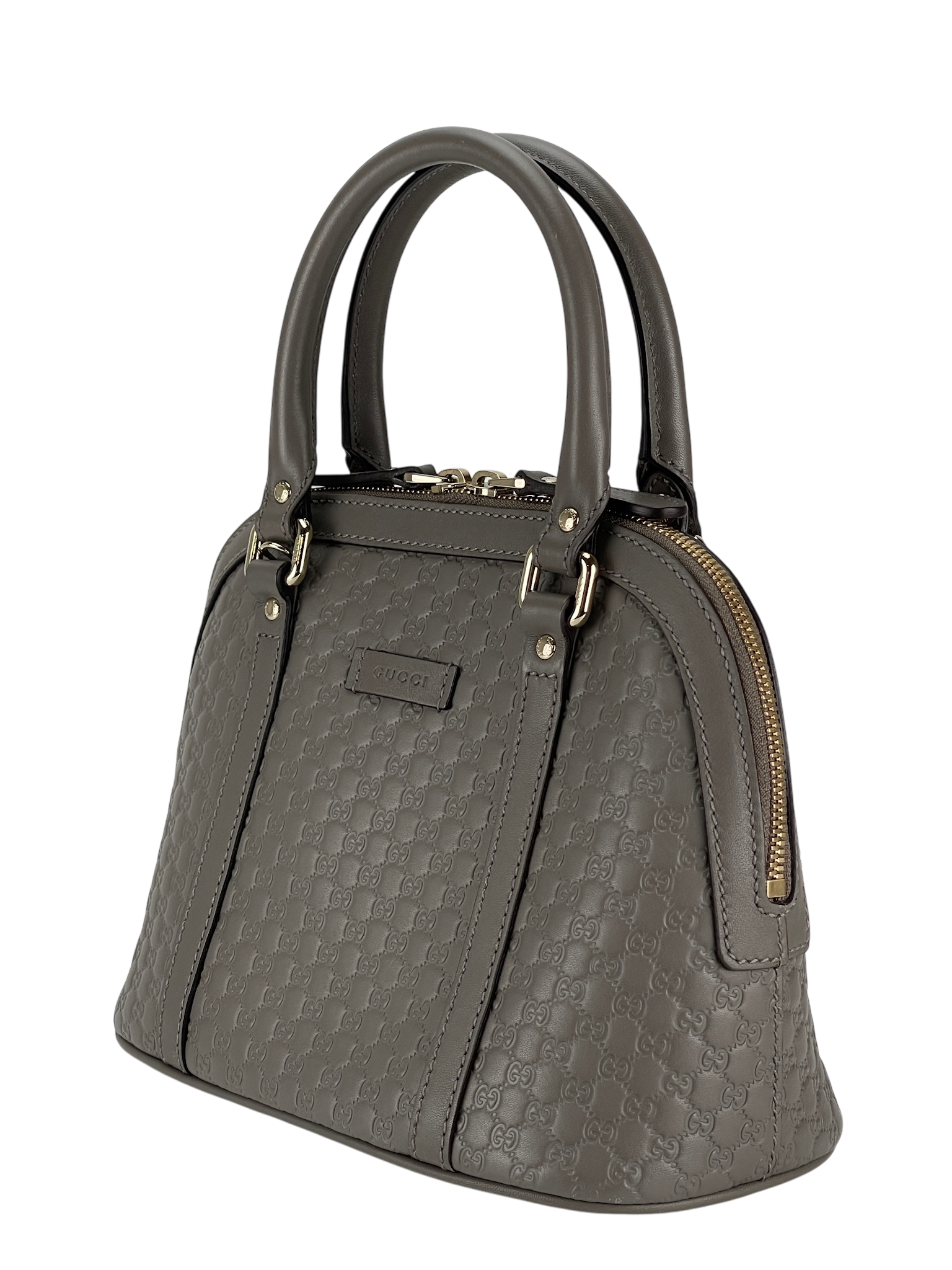 GUCCI - Grey Calfskin Micro Guccissima Leather Dome Bag