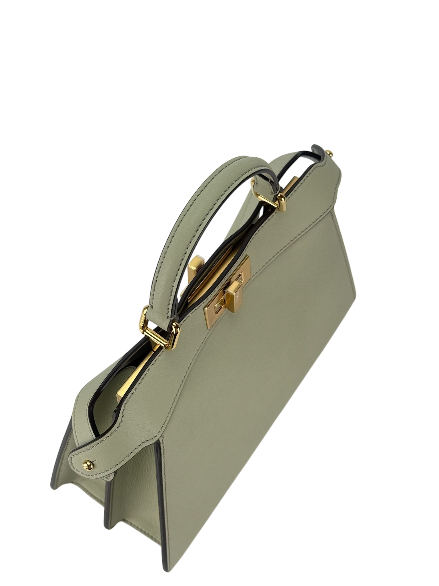 FENDI - Peekaboo Soft Small Green Tea Calfskin Leather bag Gold Hardware