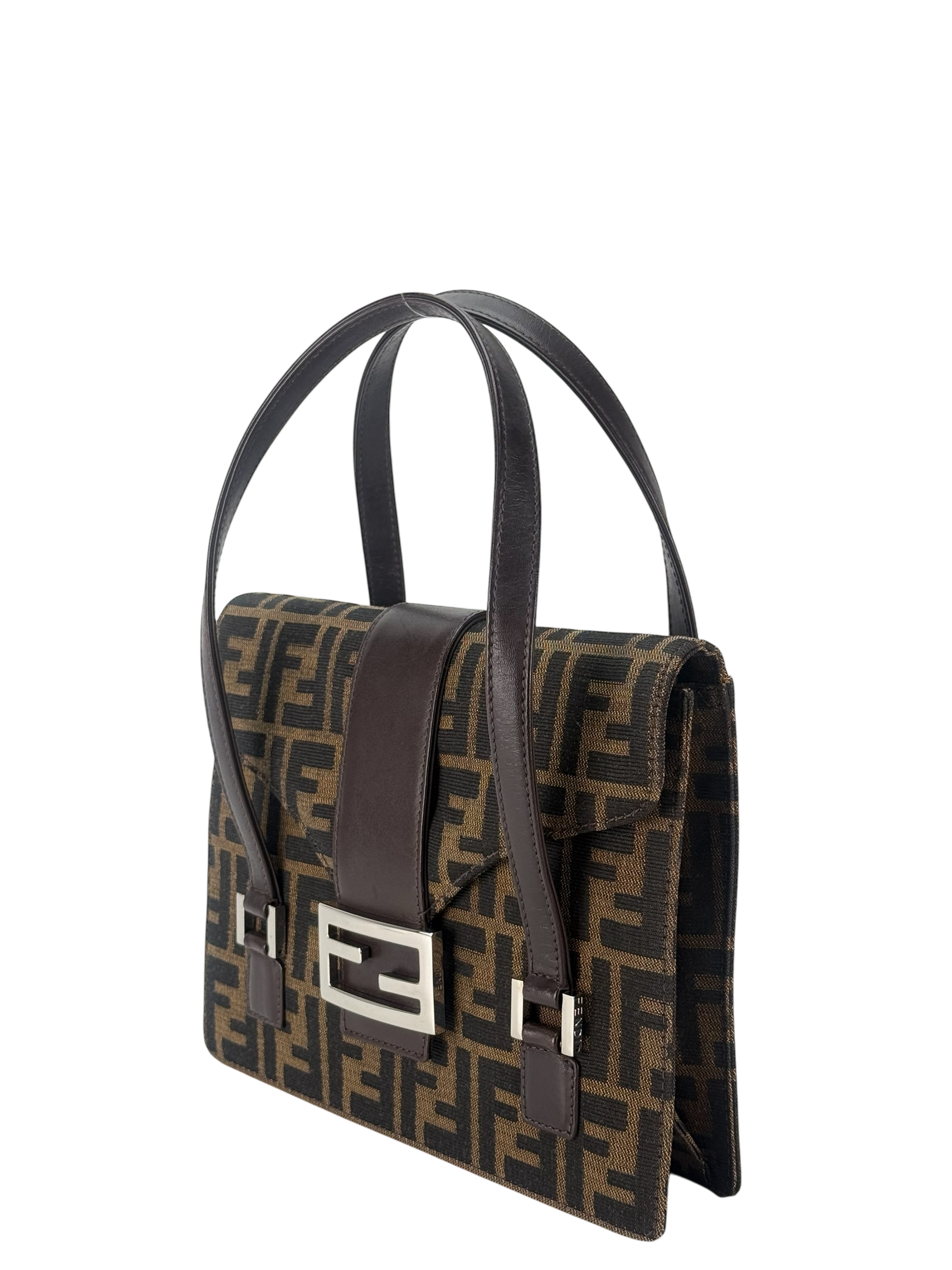 FENDI - Brown Canvas Zucca Pattern Handbag