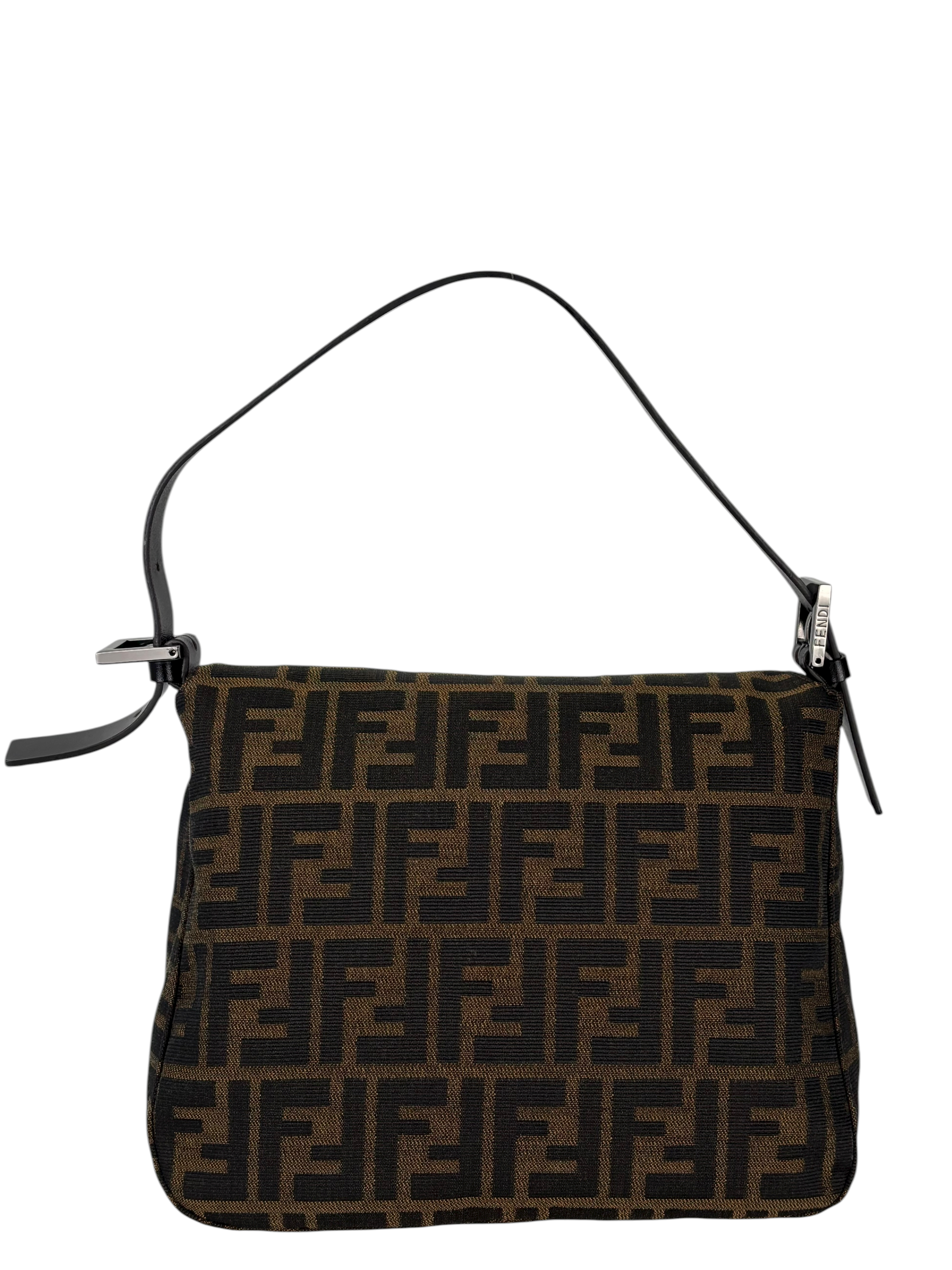 FENDI - Monogram Canvas Mamma Baguette Shoulder Bag Zucca Silver Hardware
