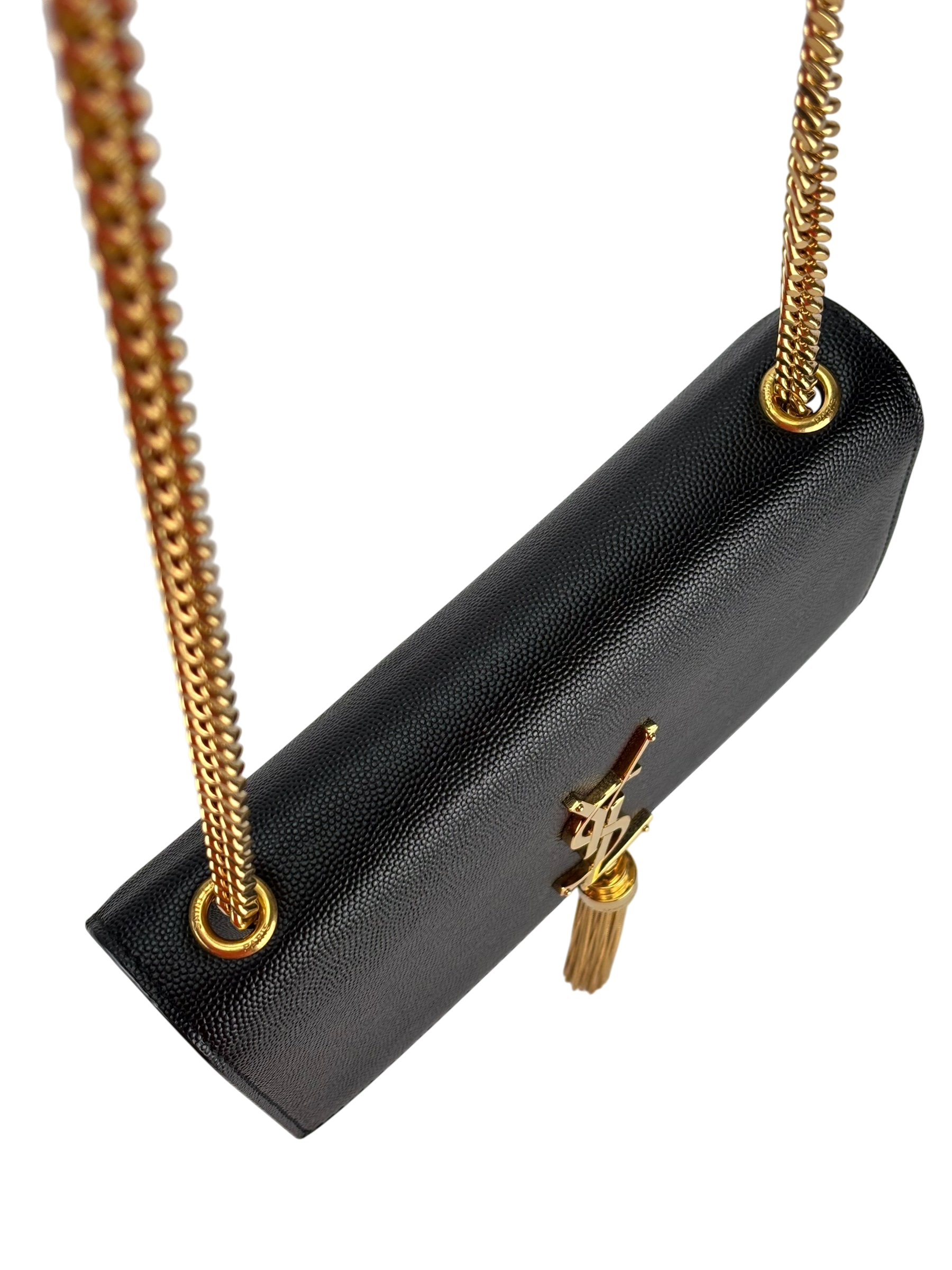 SAINT LAURENT - Black Caviar Classic Kate Tassel Chain Wallet Crossbody Bag