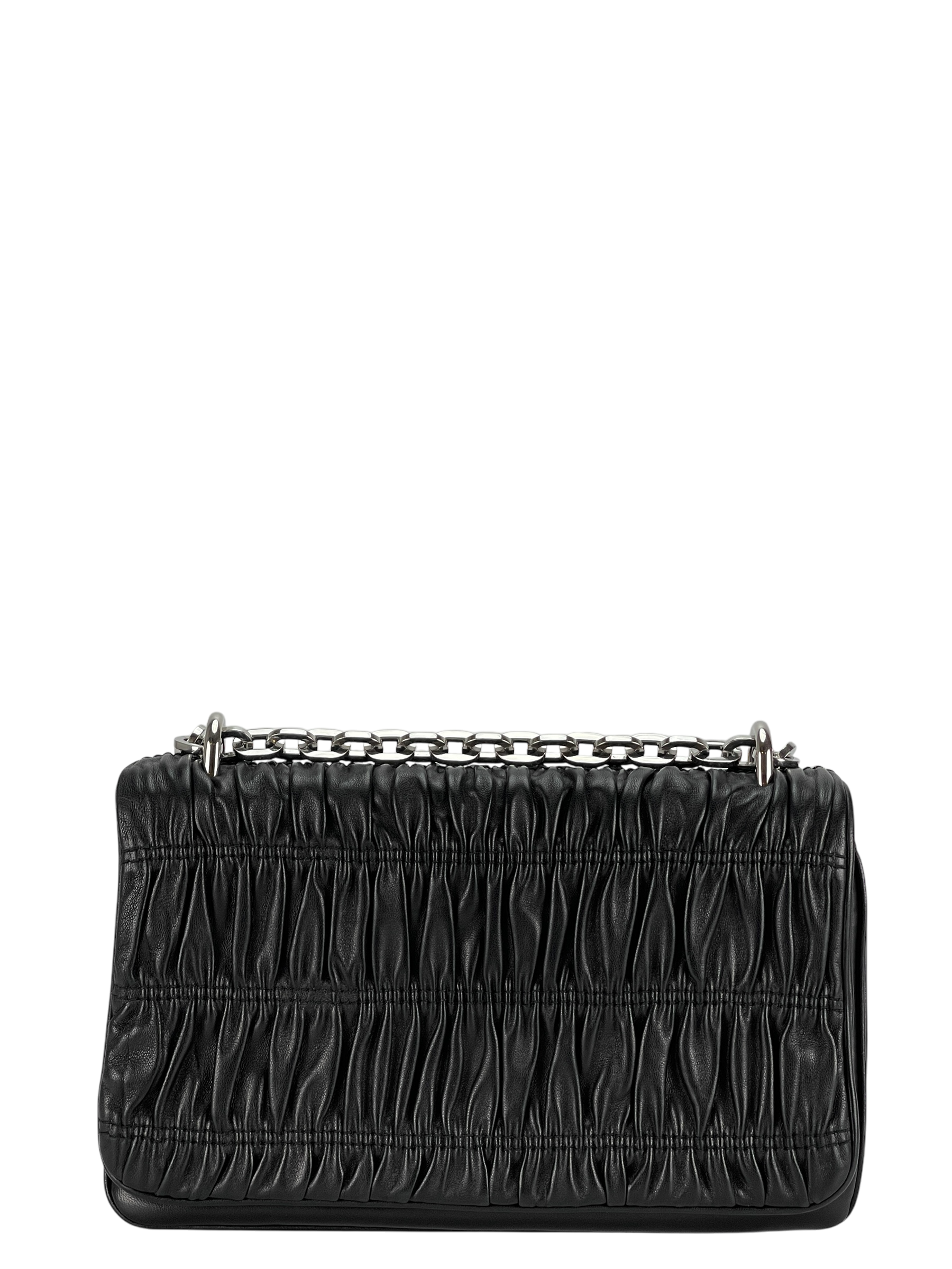 PRADA - Black  Nappa Calfskin Waffle Chain Shoulder Bag