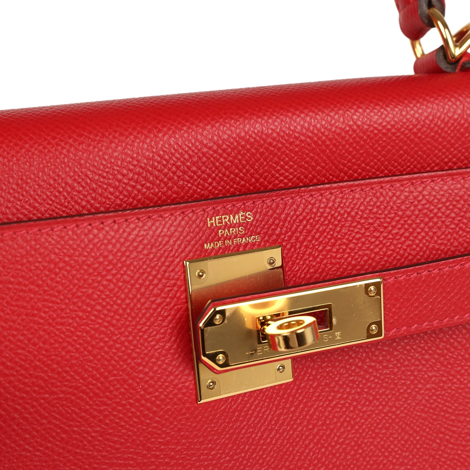 Pre-owned Hermes Kelly Sellier 28 Rouge Casaque Epsom Gold Hardware