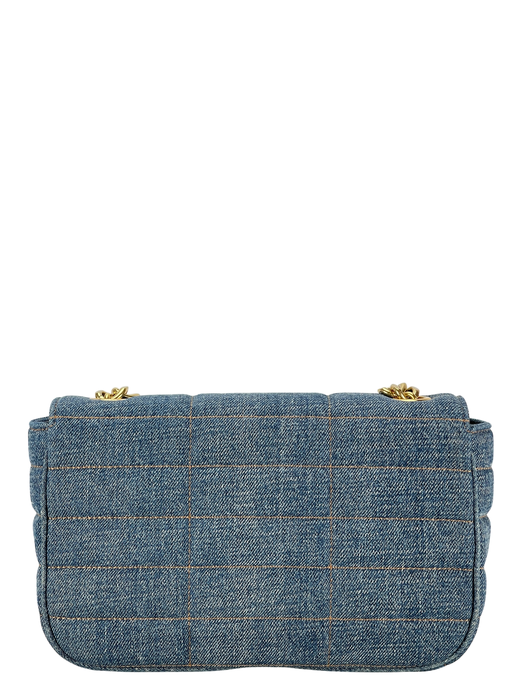 CELINE - Denim Matelasse Logo Shoulder Bag Gold Hardware