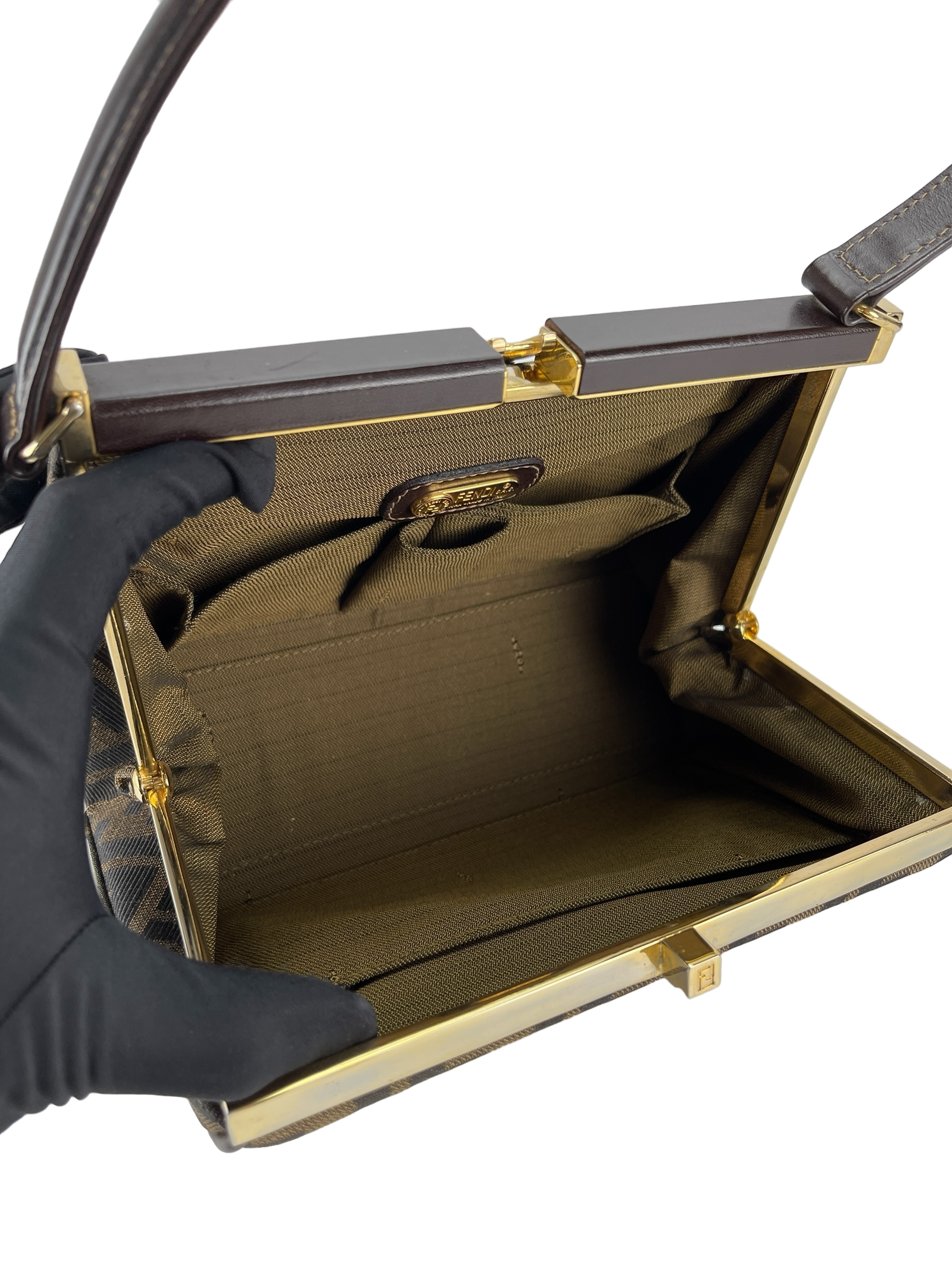 FENDI - Zucca Canvas Top Handle Bag Canvas Handbag